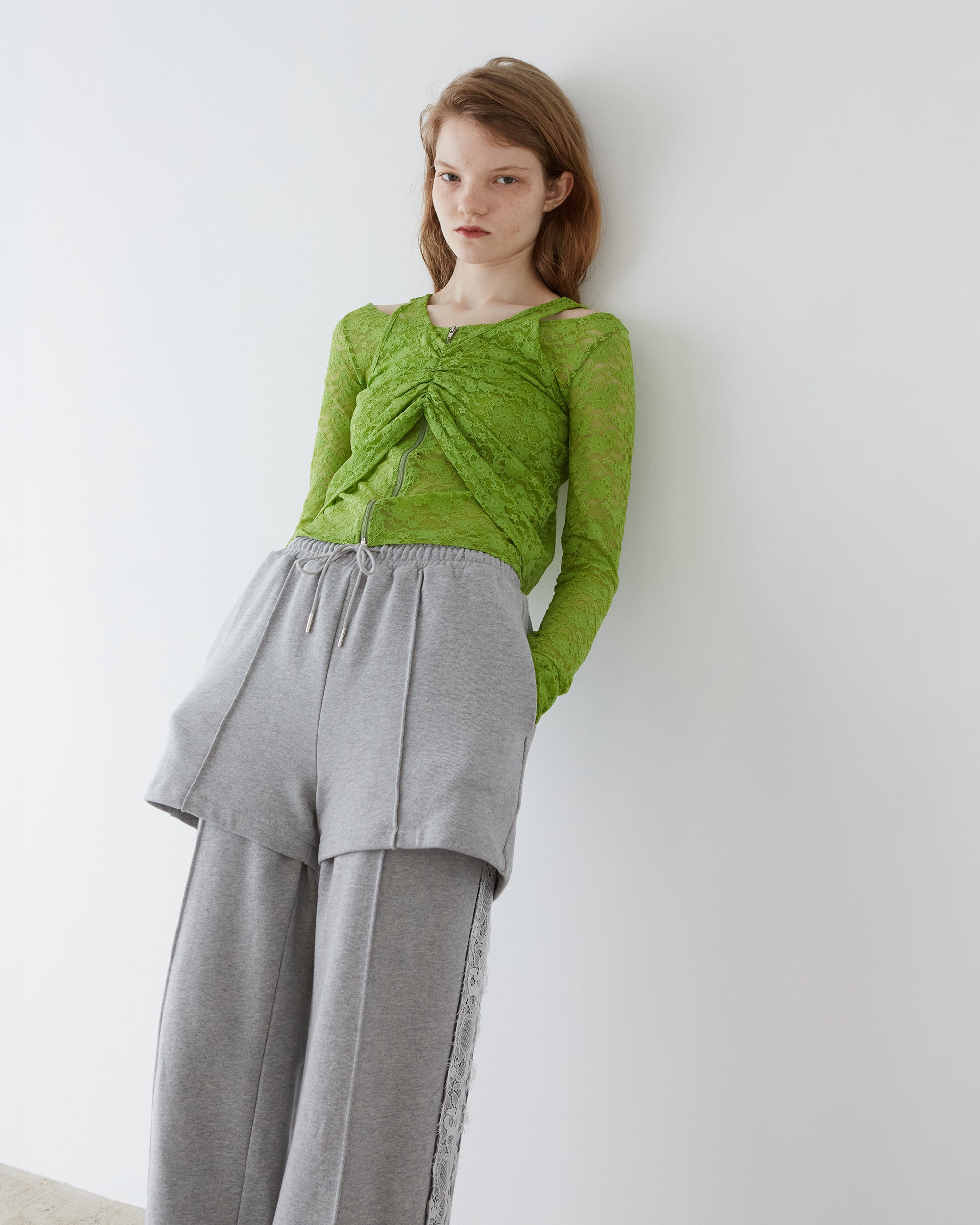 Lace layered round tops (green)