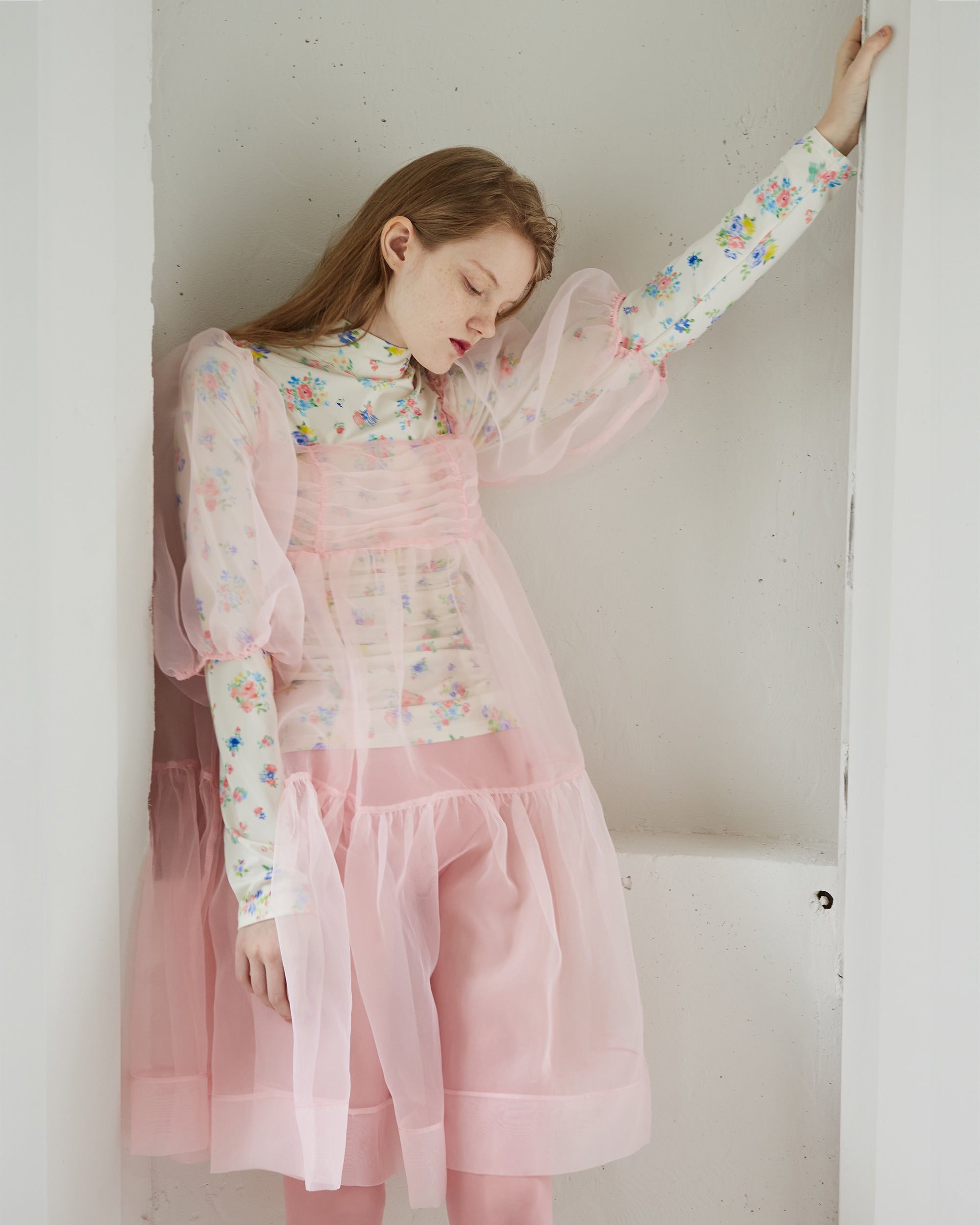 Organdy flare mini dress