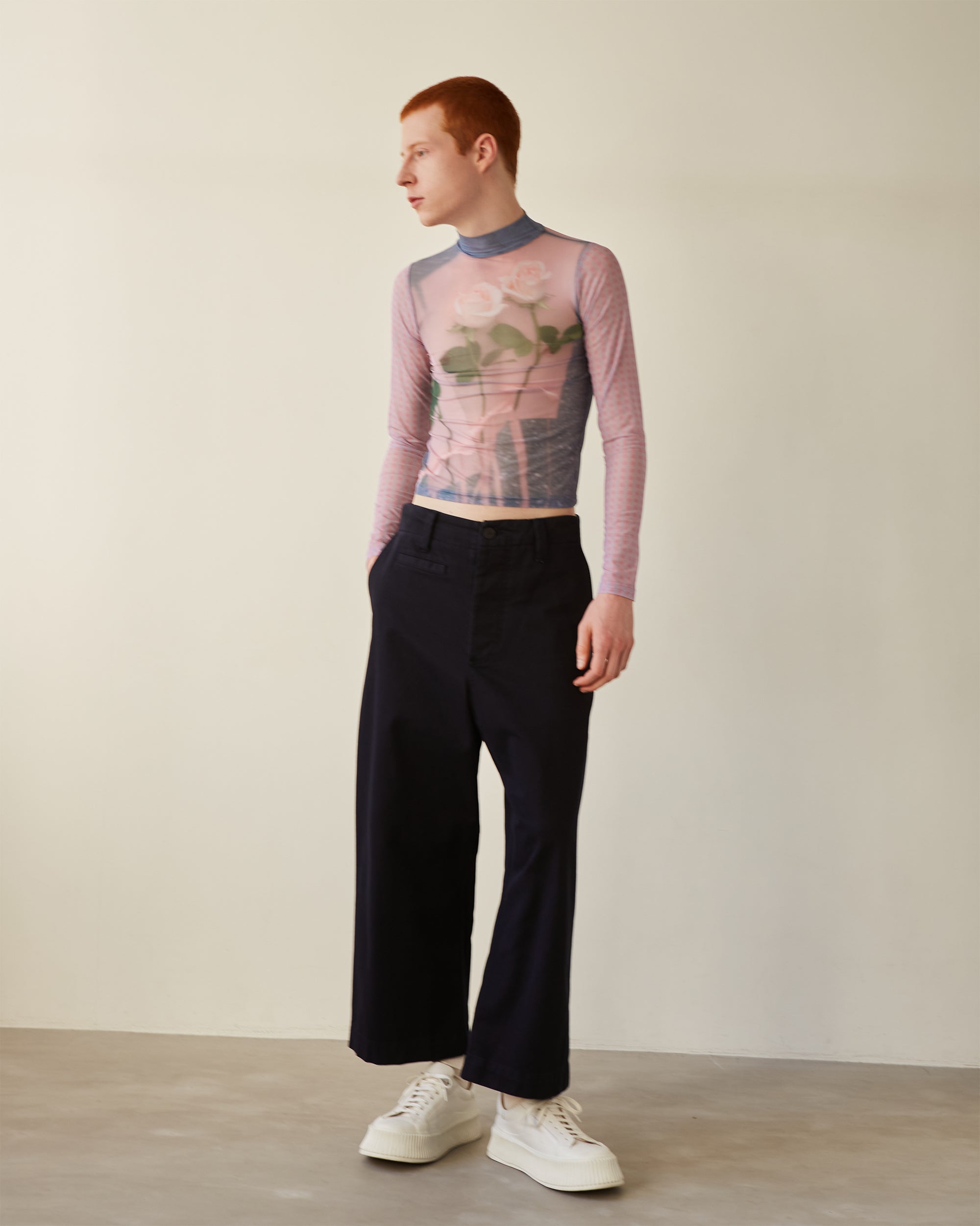 Photo ROSES Pink see-through tops (high neck)