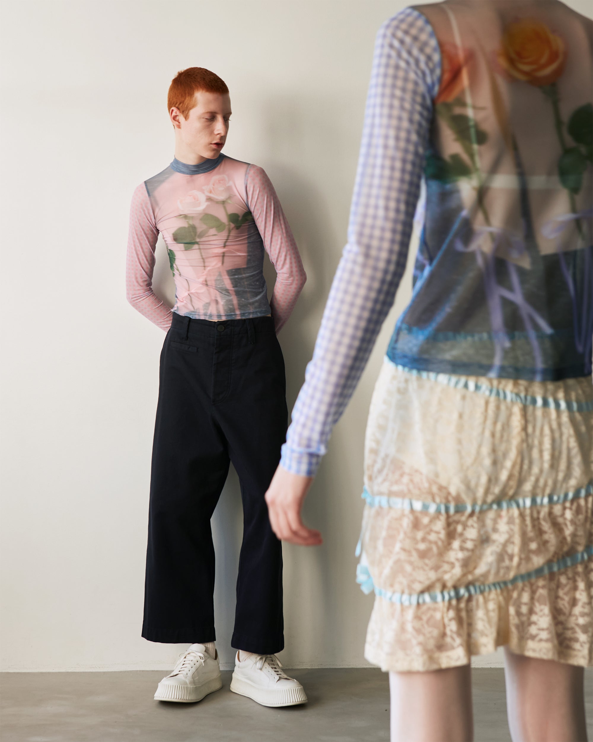 Photo ROSES Pink see-through tops (high neck)