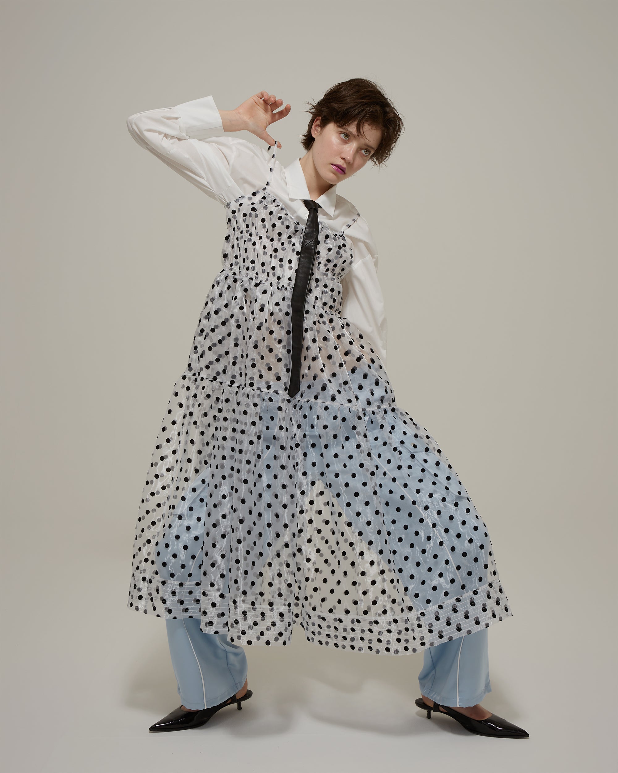 Dot organgy tiered dress