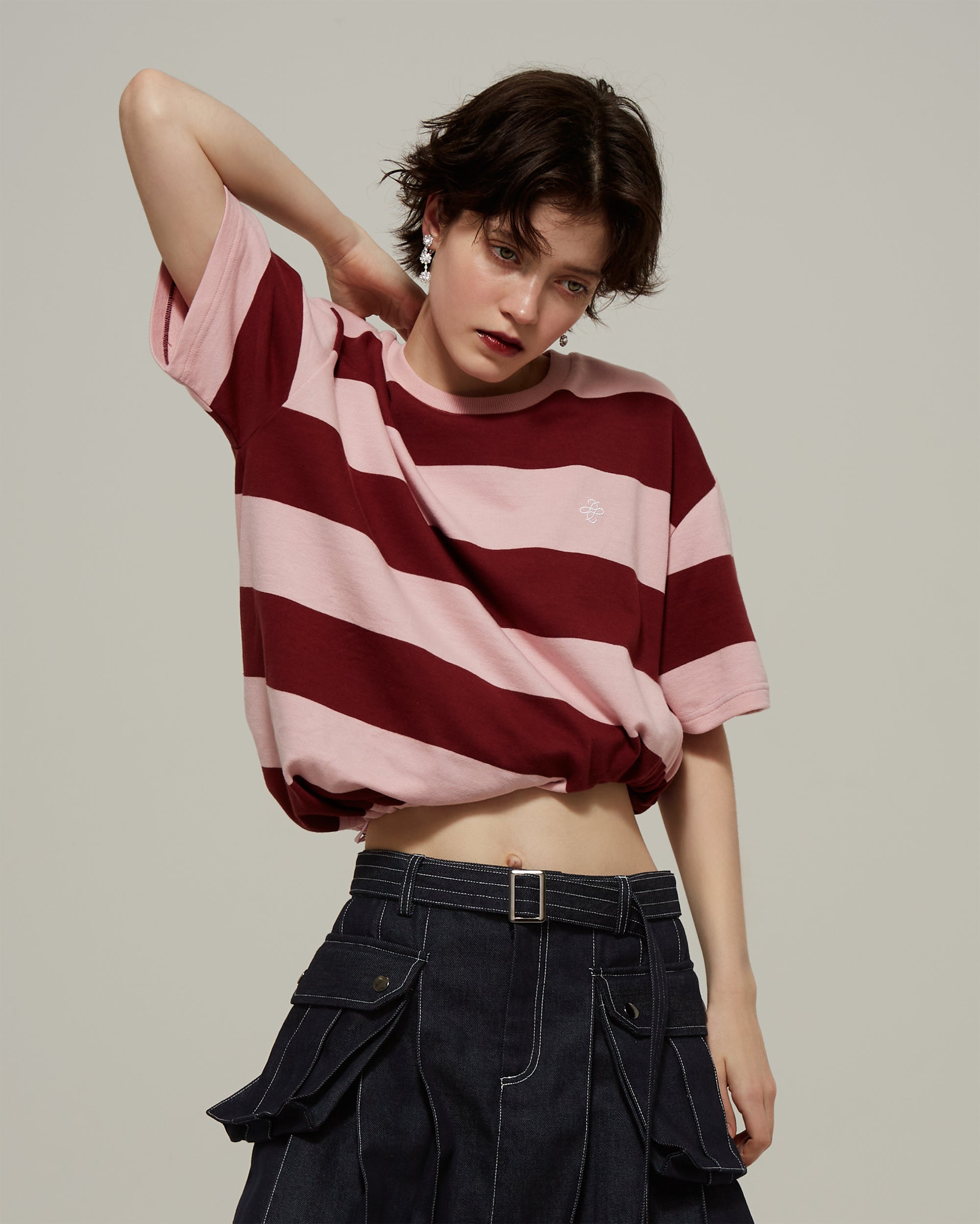 Cocoon border t-shirt (pink)