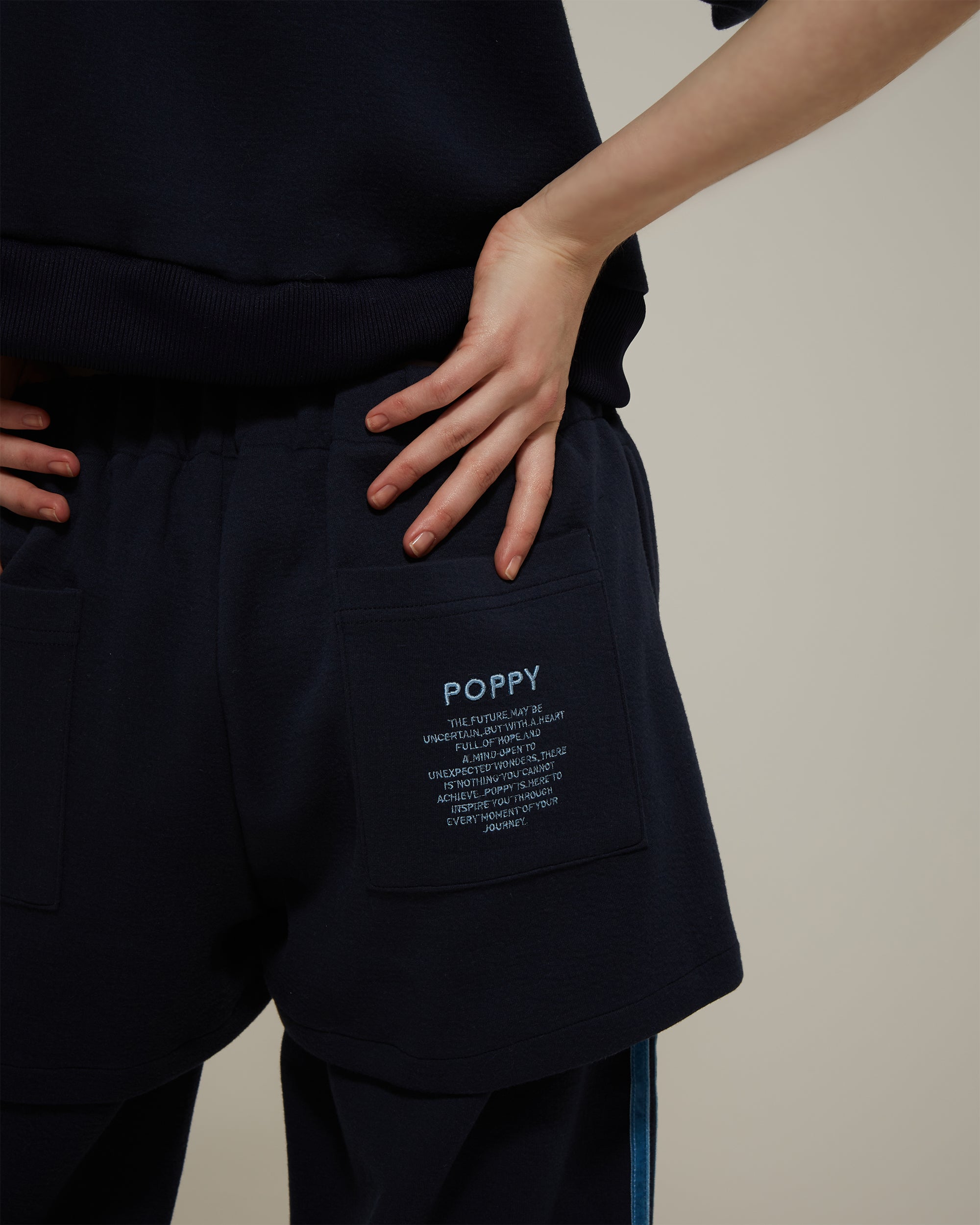 Layered-like bonding pants (navy)