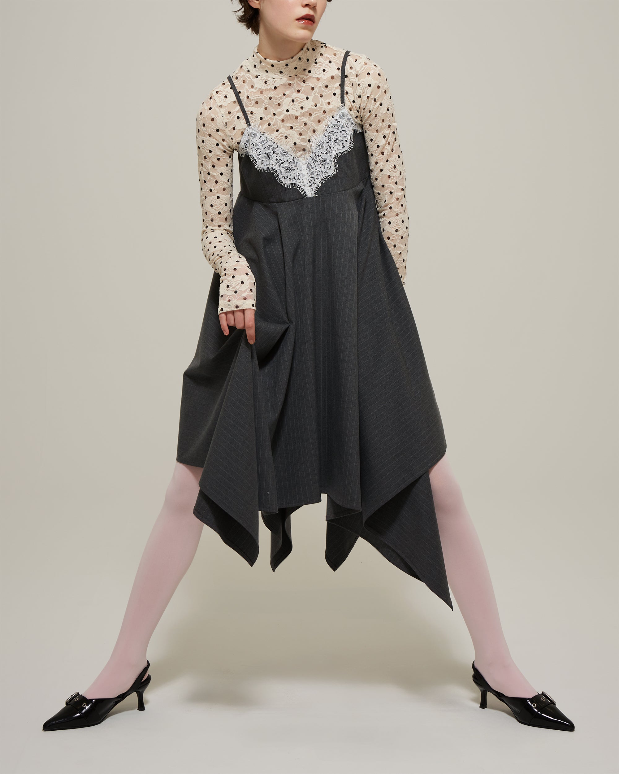 Lace handkerchief hem dress