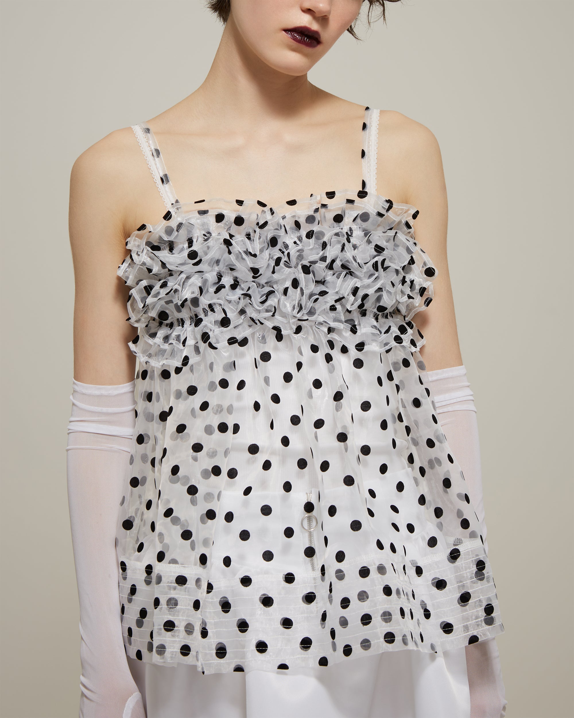 Wave gathered peplum bustier (dot)