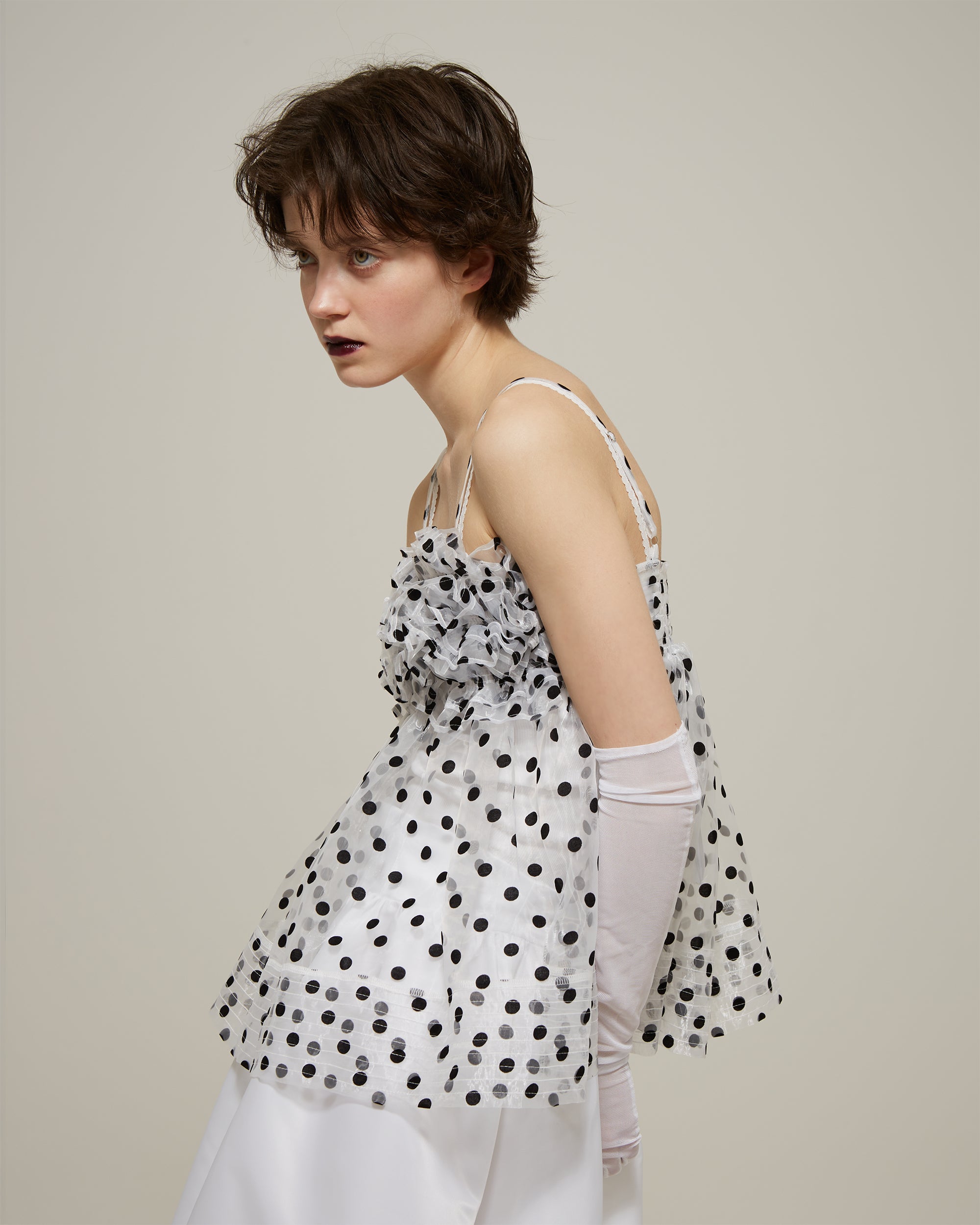 Wave gathered peplum bustier (dot)