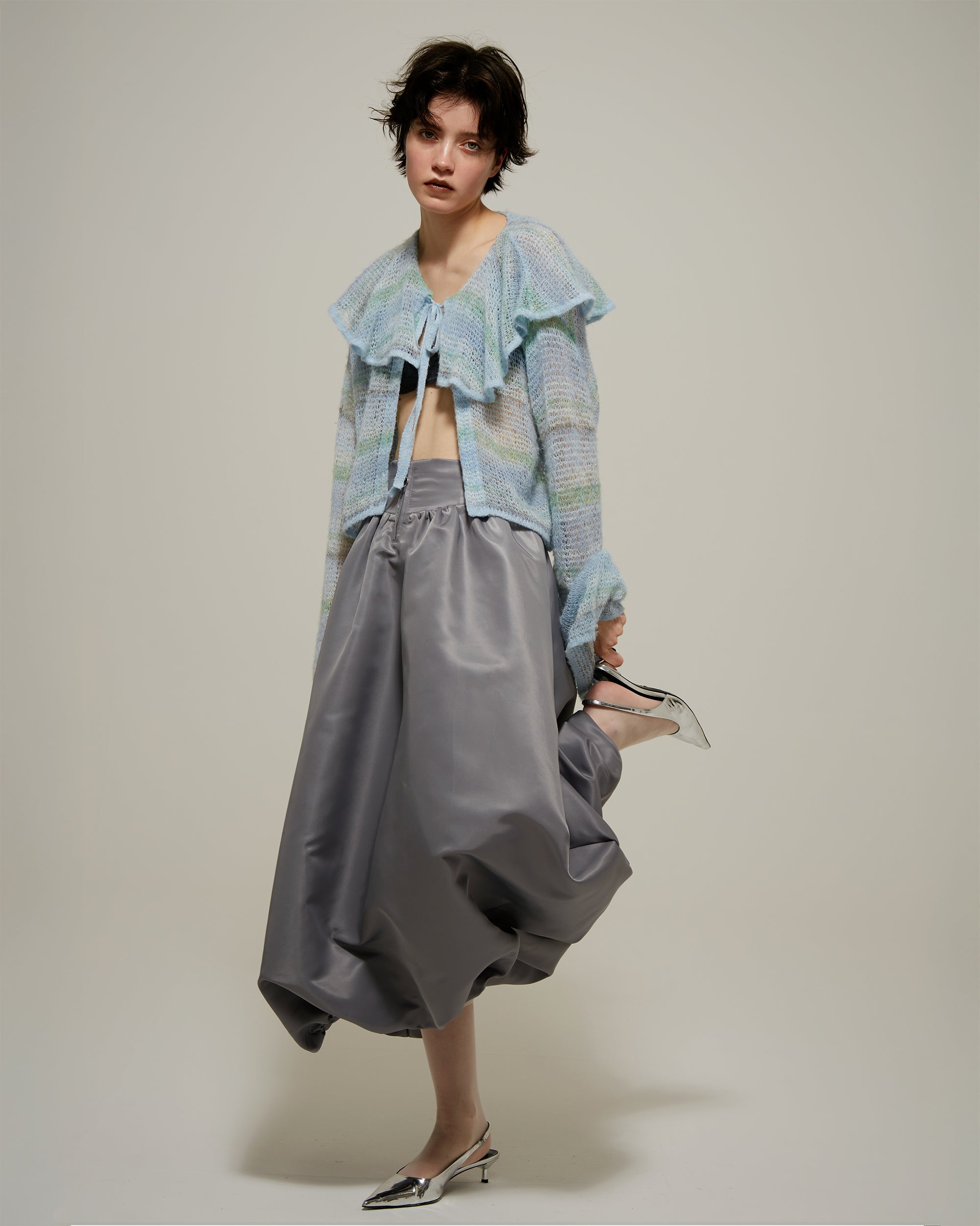 Corset long balloon skirt (gray)