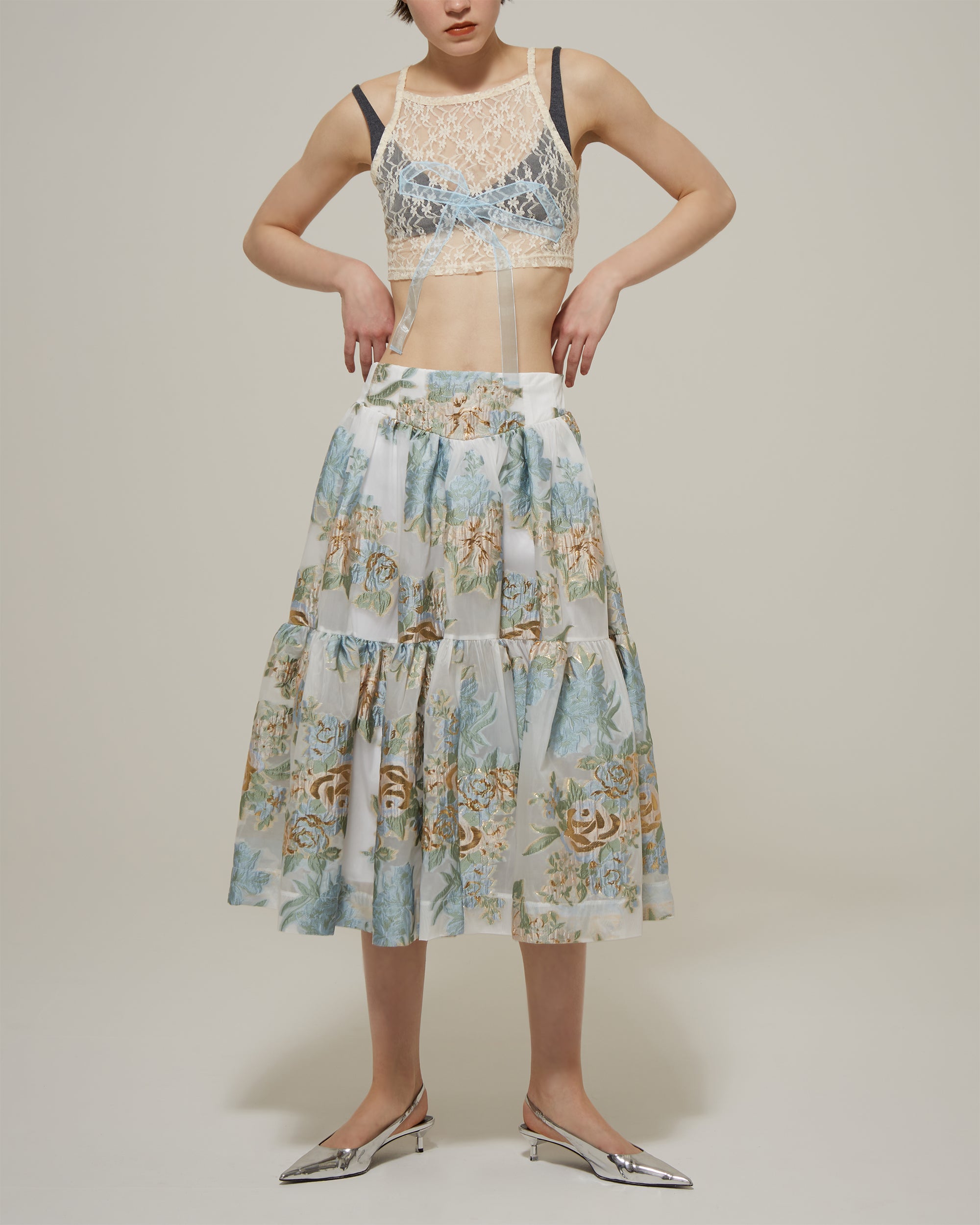 Gold jacquard corset skirt