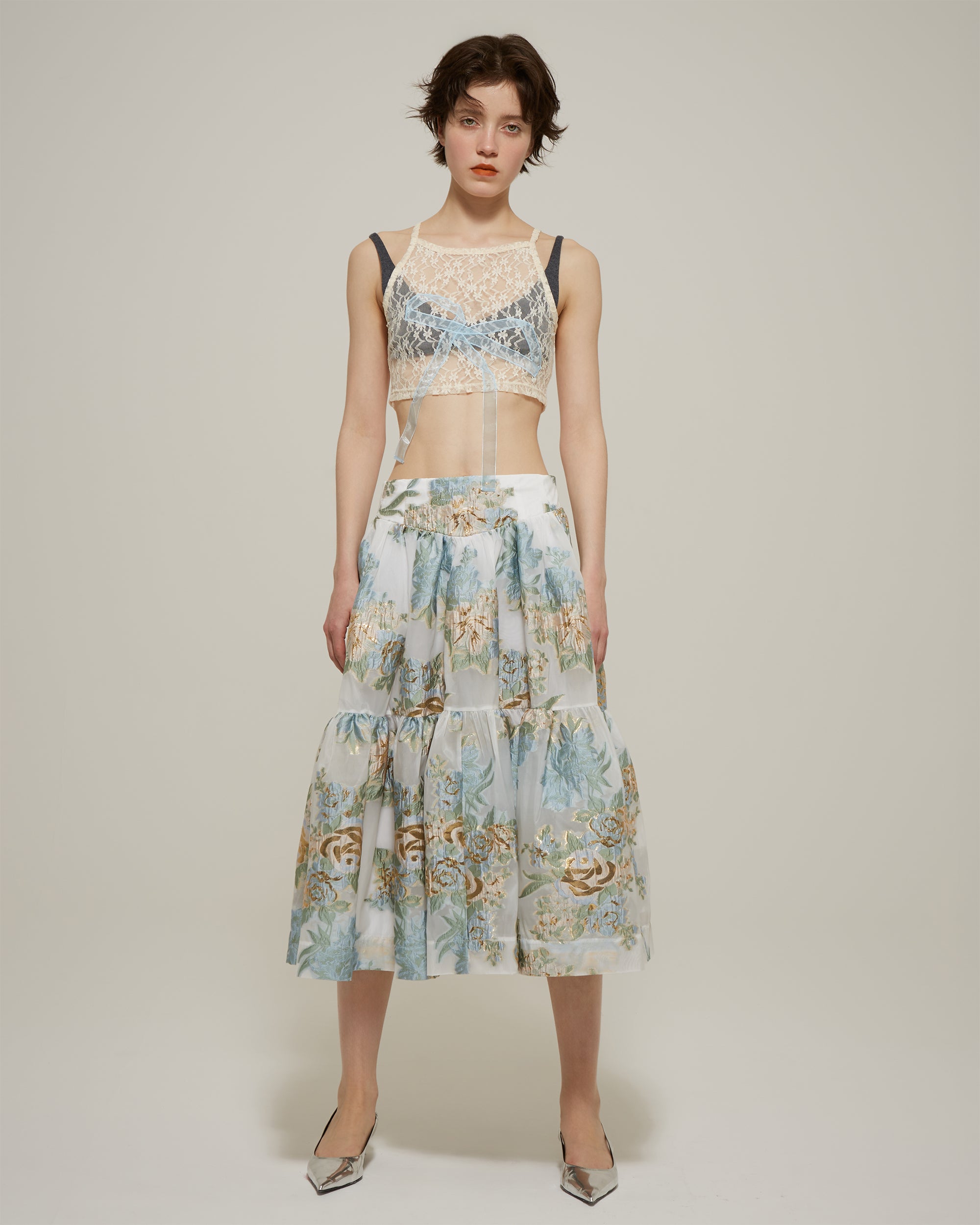 Gold jacquard corset skirt