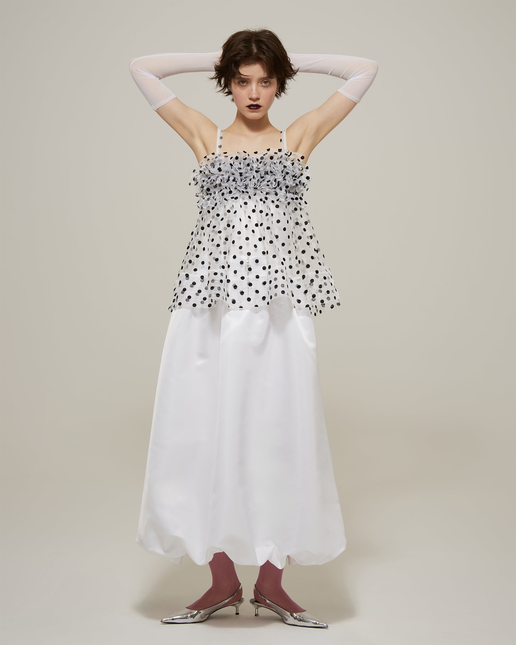 Corset long balloon skirt (white)