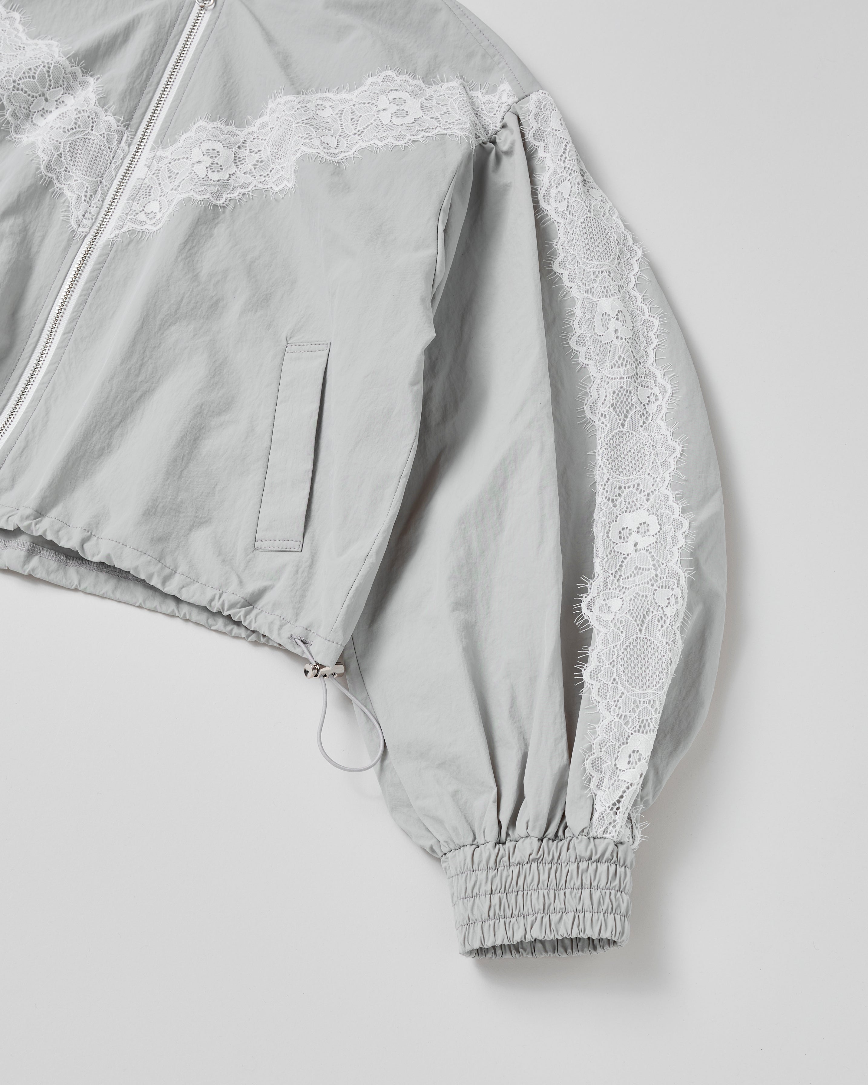 Lace nylon short hoodie