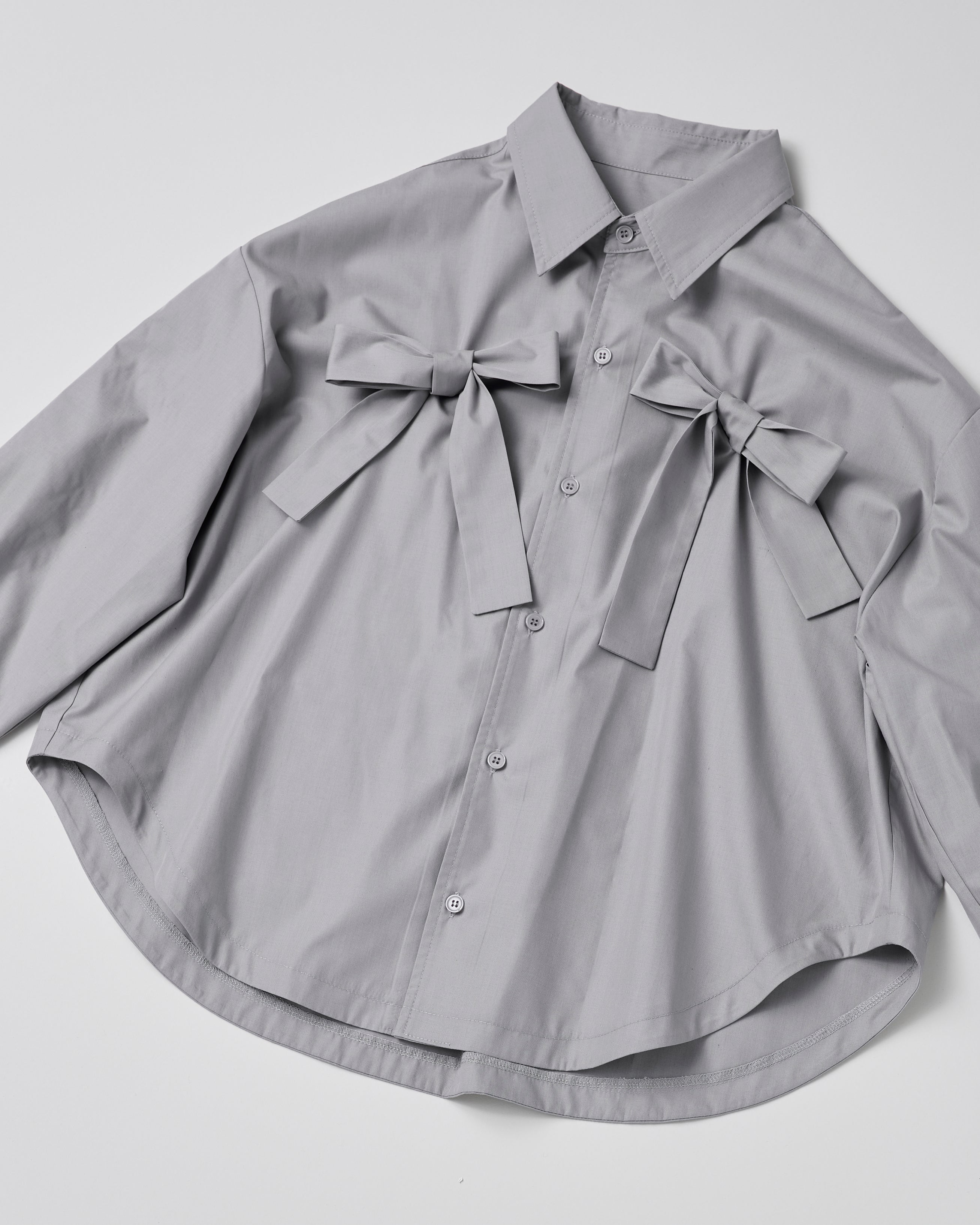 Double ribbon shirt (gray)