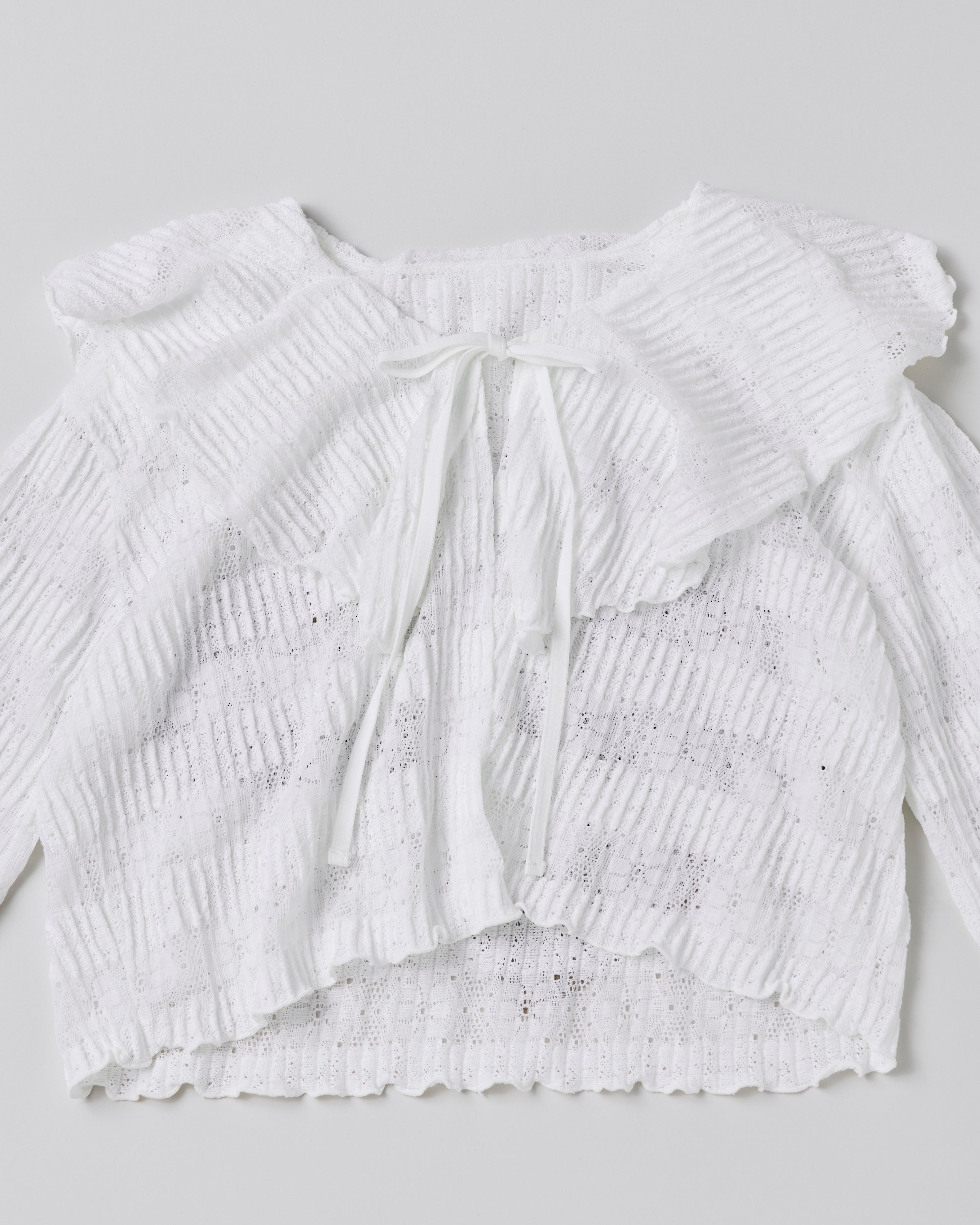 Lace knit ruffle cardigan