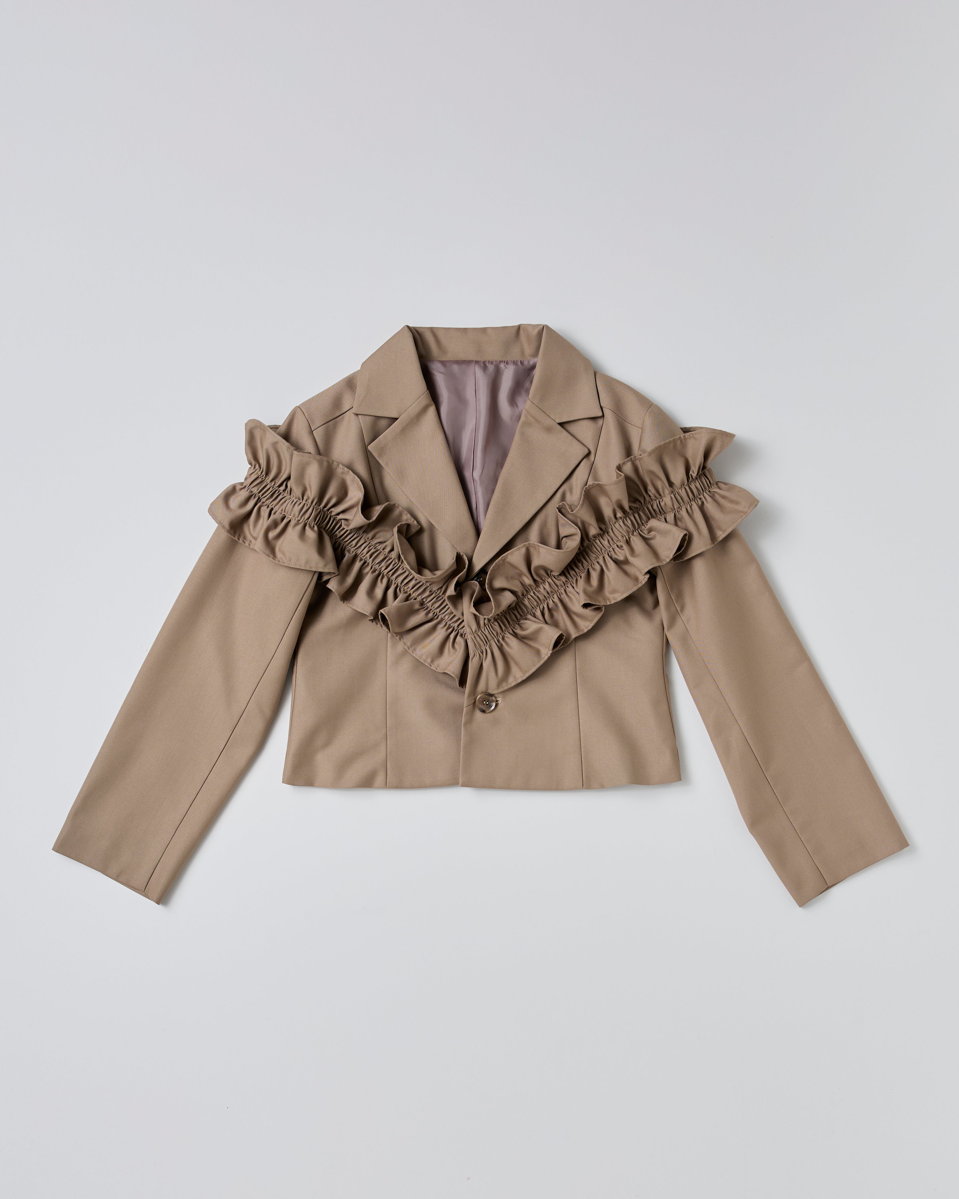 Gathered frill short jacket (gray)
