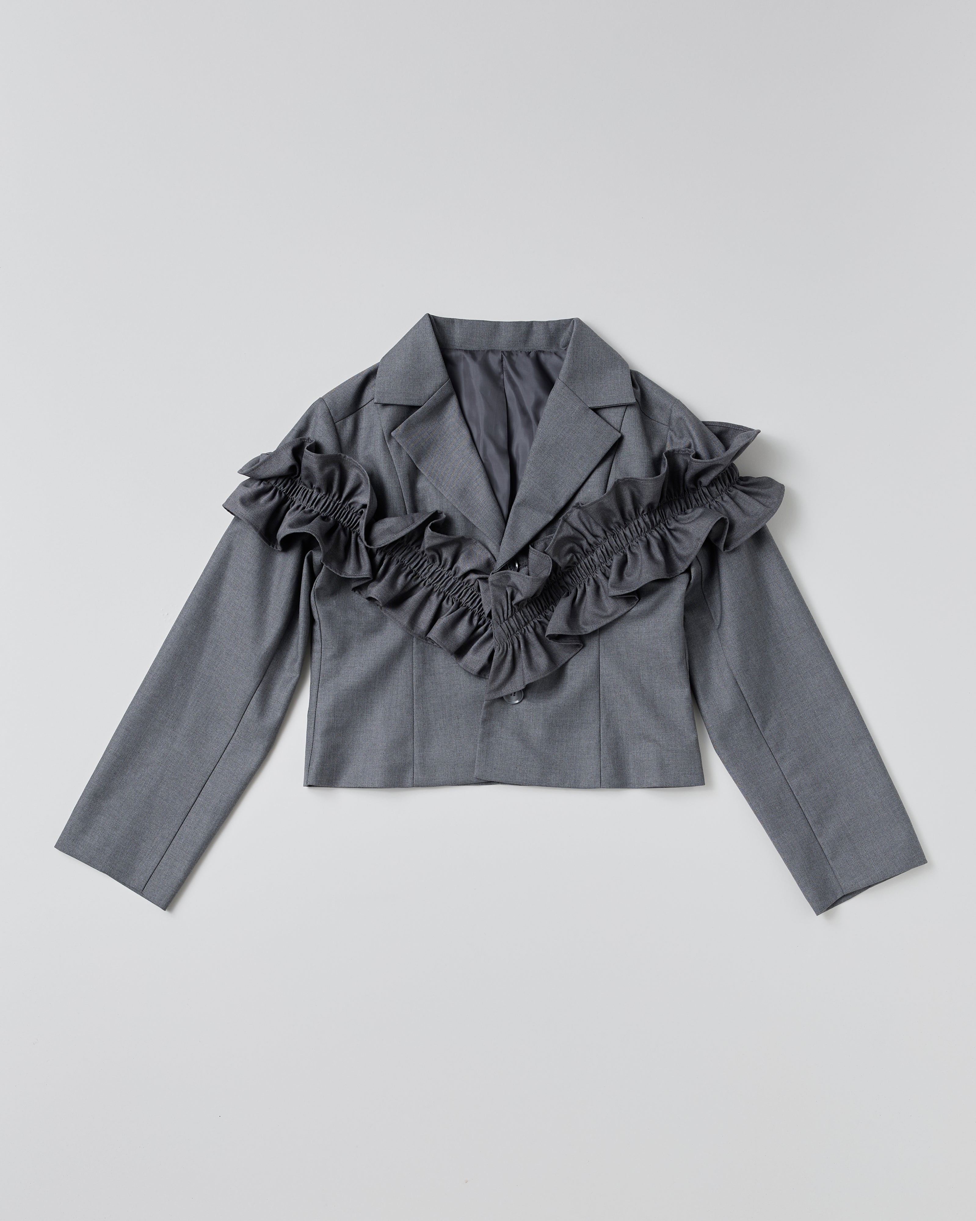 Gathered frill short jacket (gray)