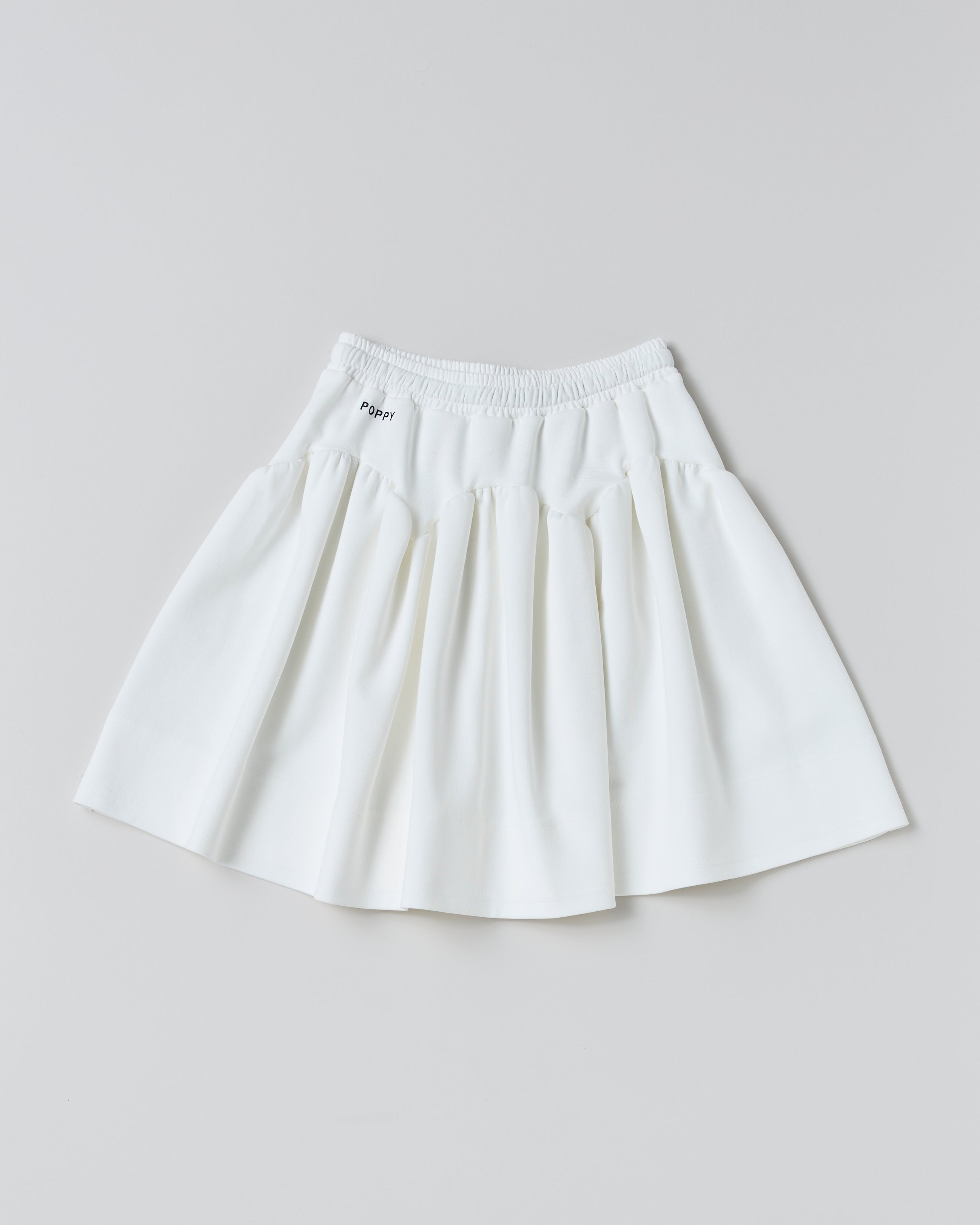 Arch gathered flare mini skirt (white)