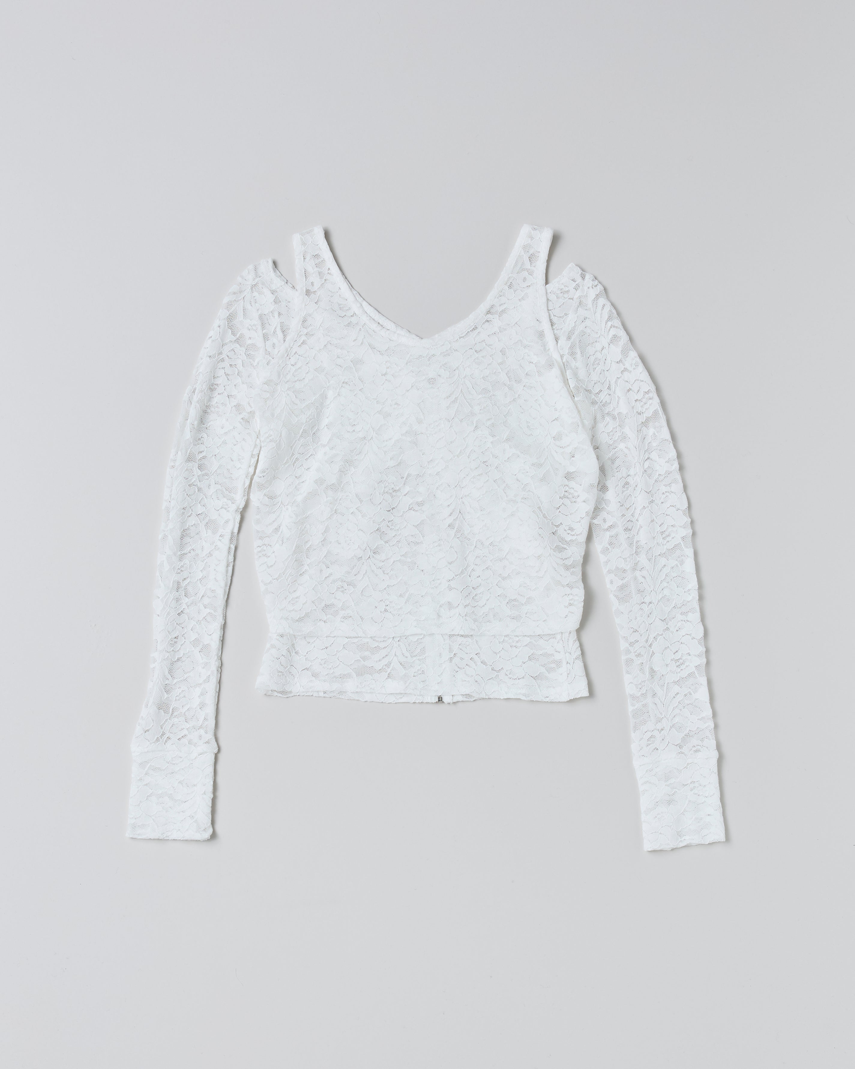 Lace layered round tops (white)