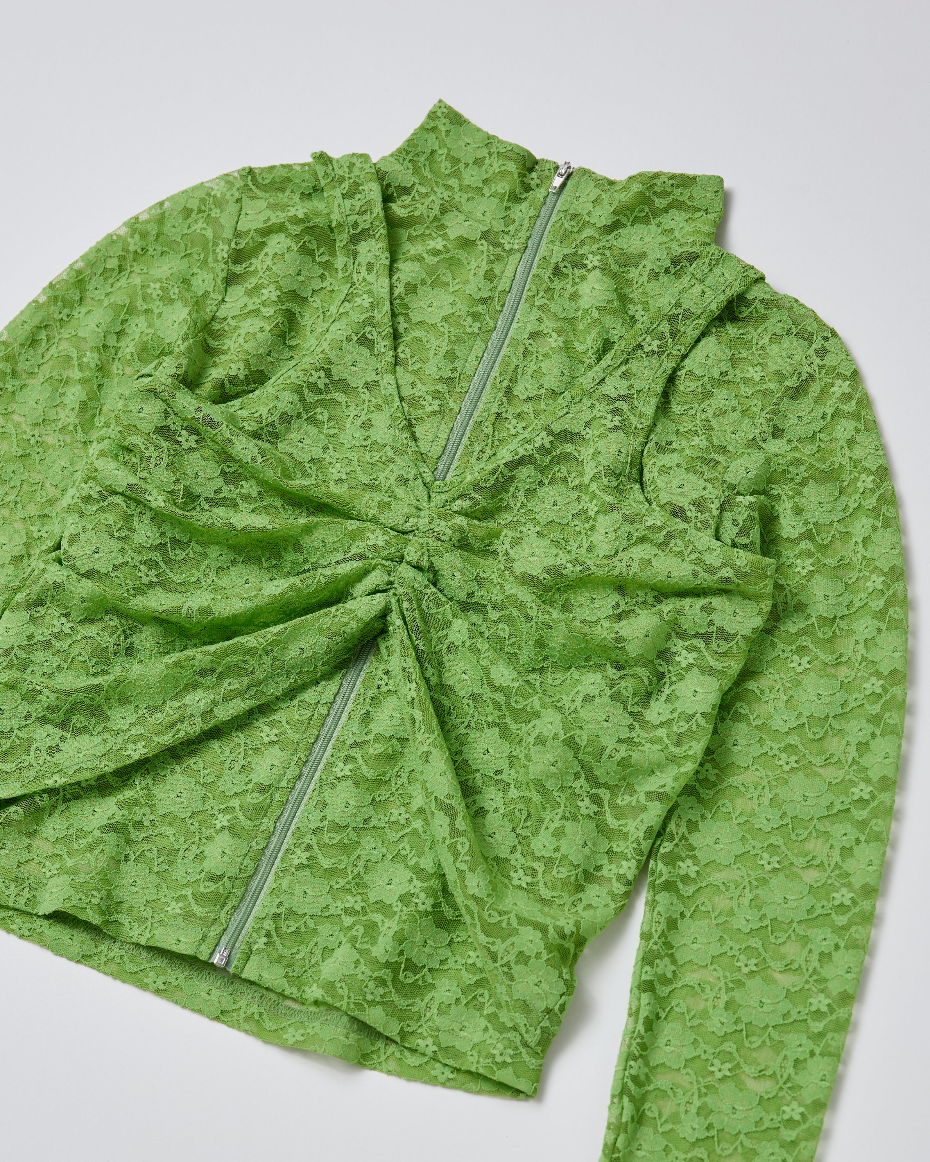 Lace layered high neck tops (green)