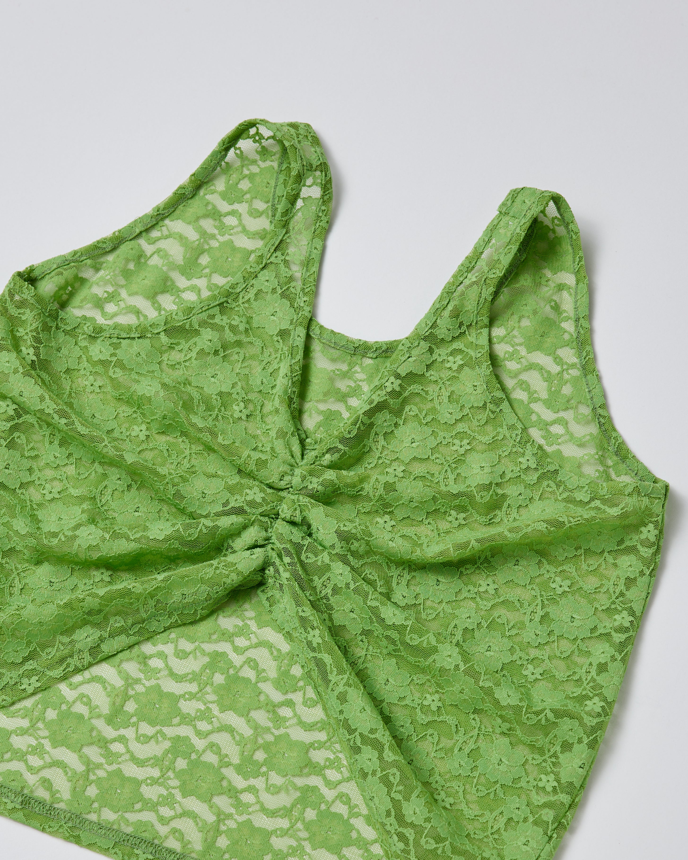 Lace layered high neck tops (green)