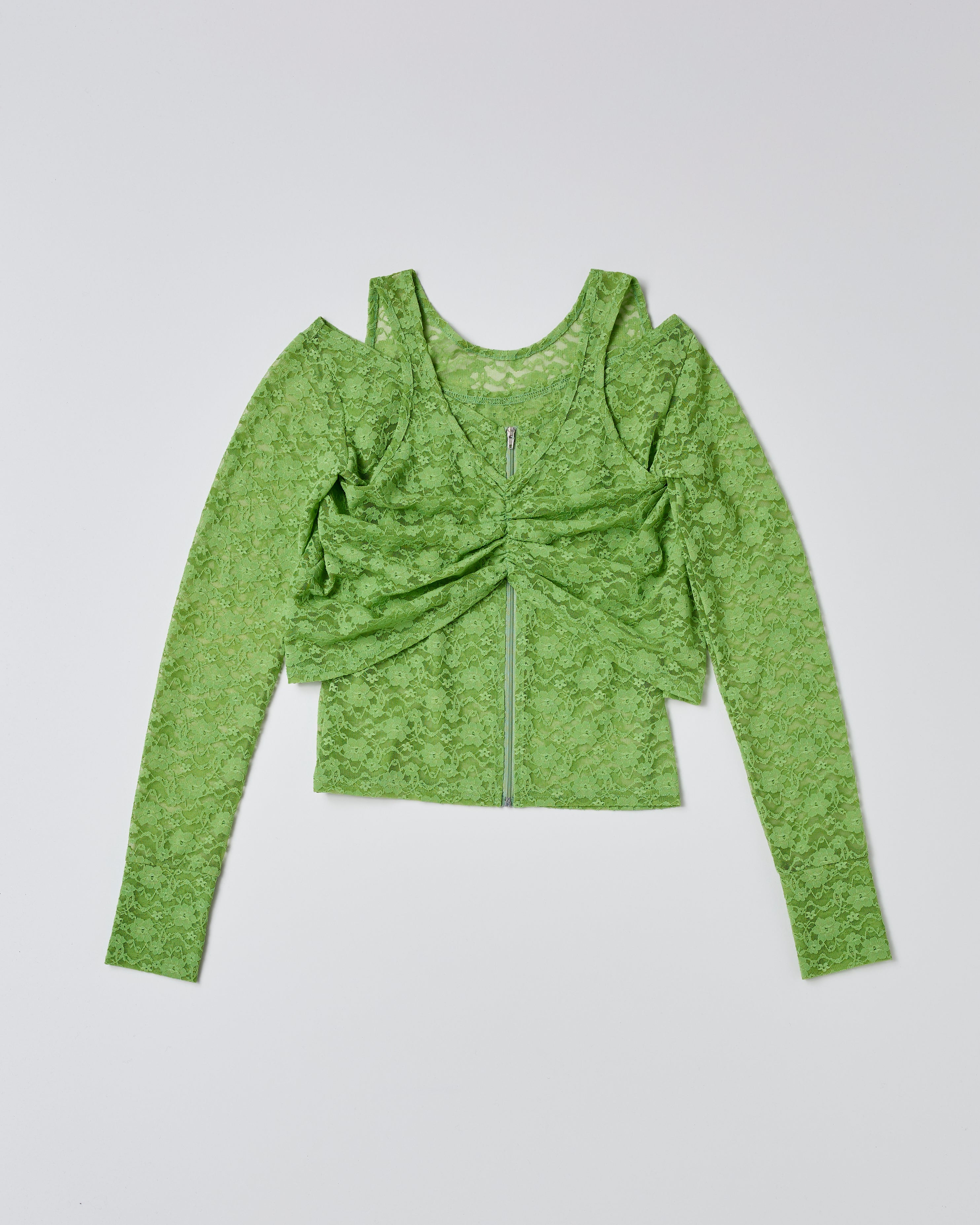 Lace layered round tops (green)