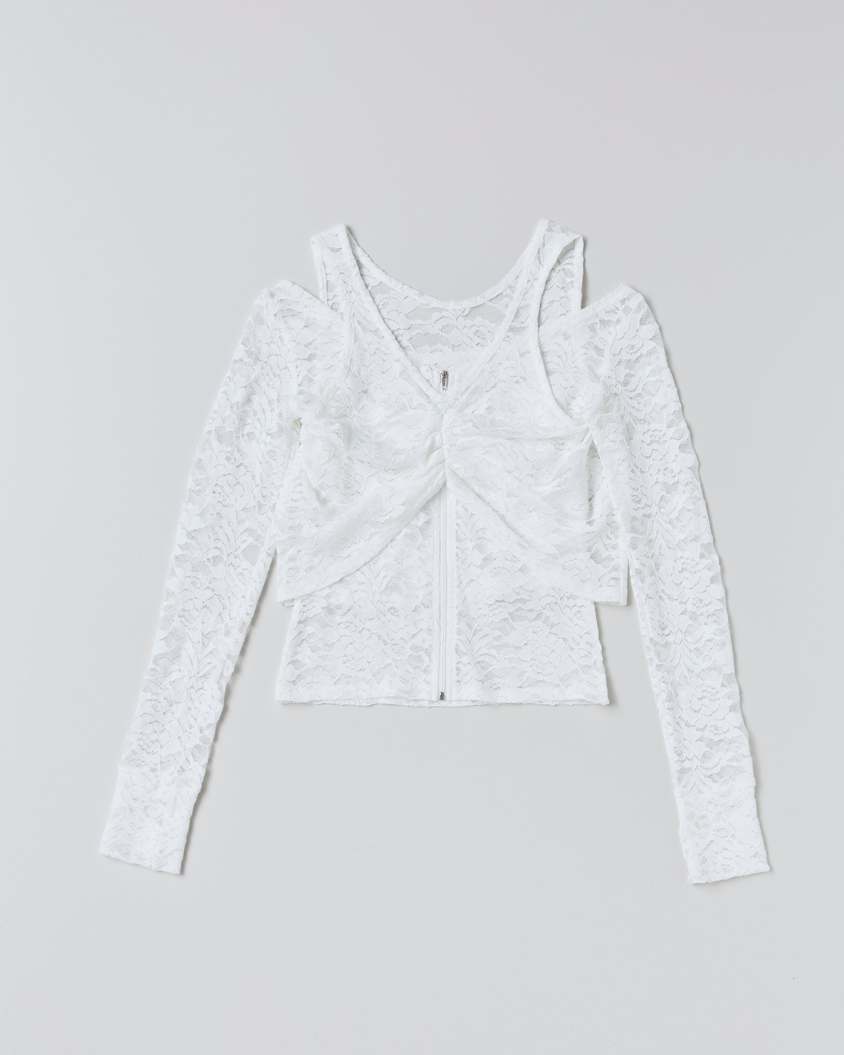 Lace layered round tops (white)