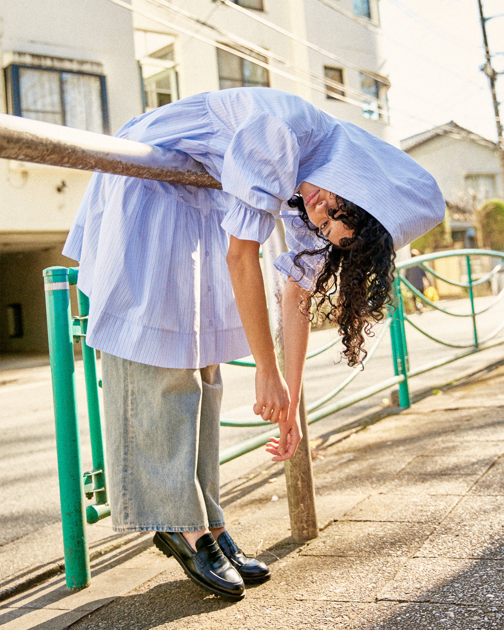 Hoodie tiered one-piece (stripe)