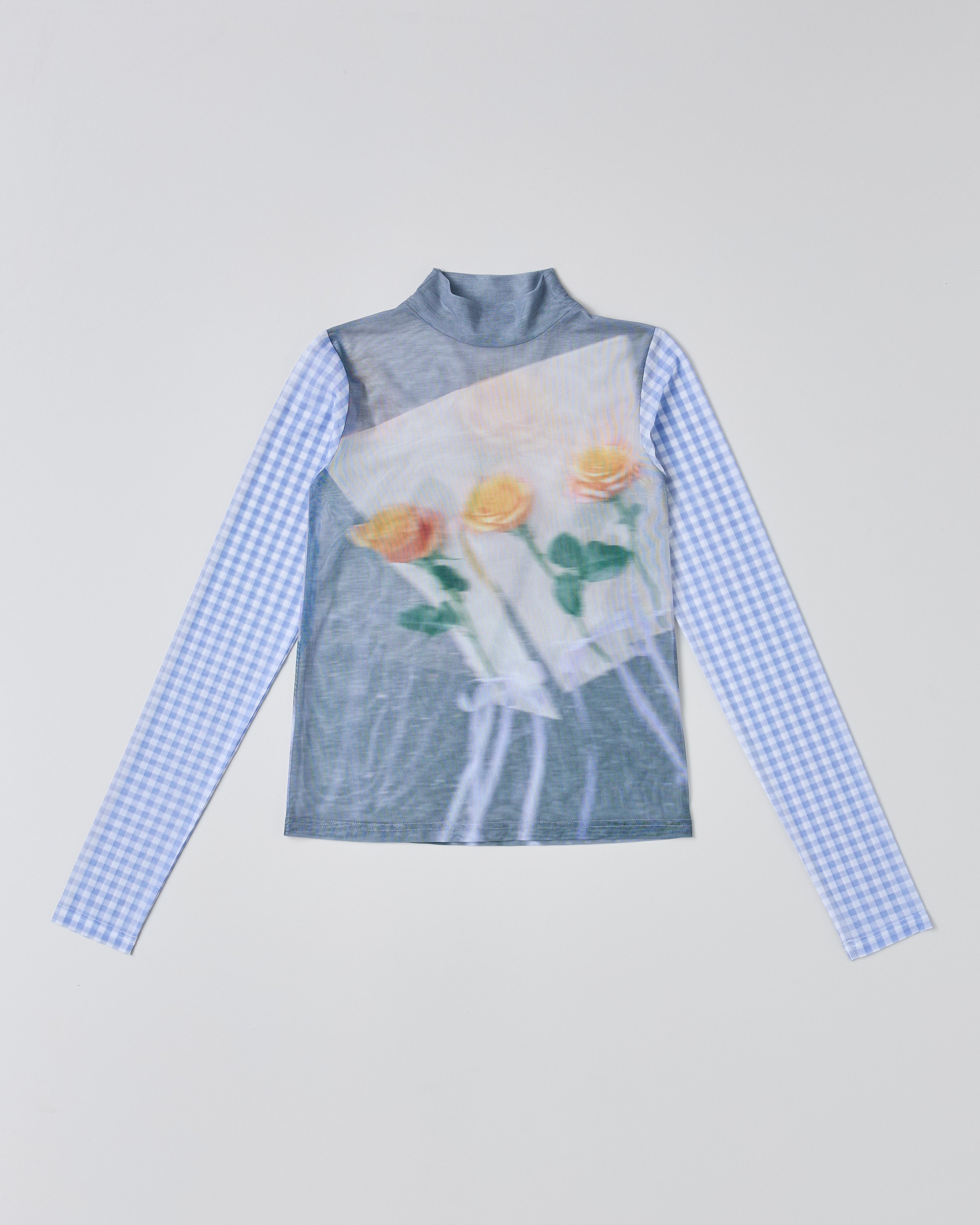 Photo ROSES Blue see-through tops (high neck)