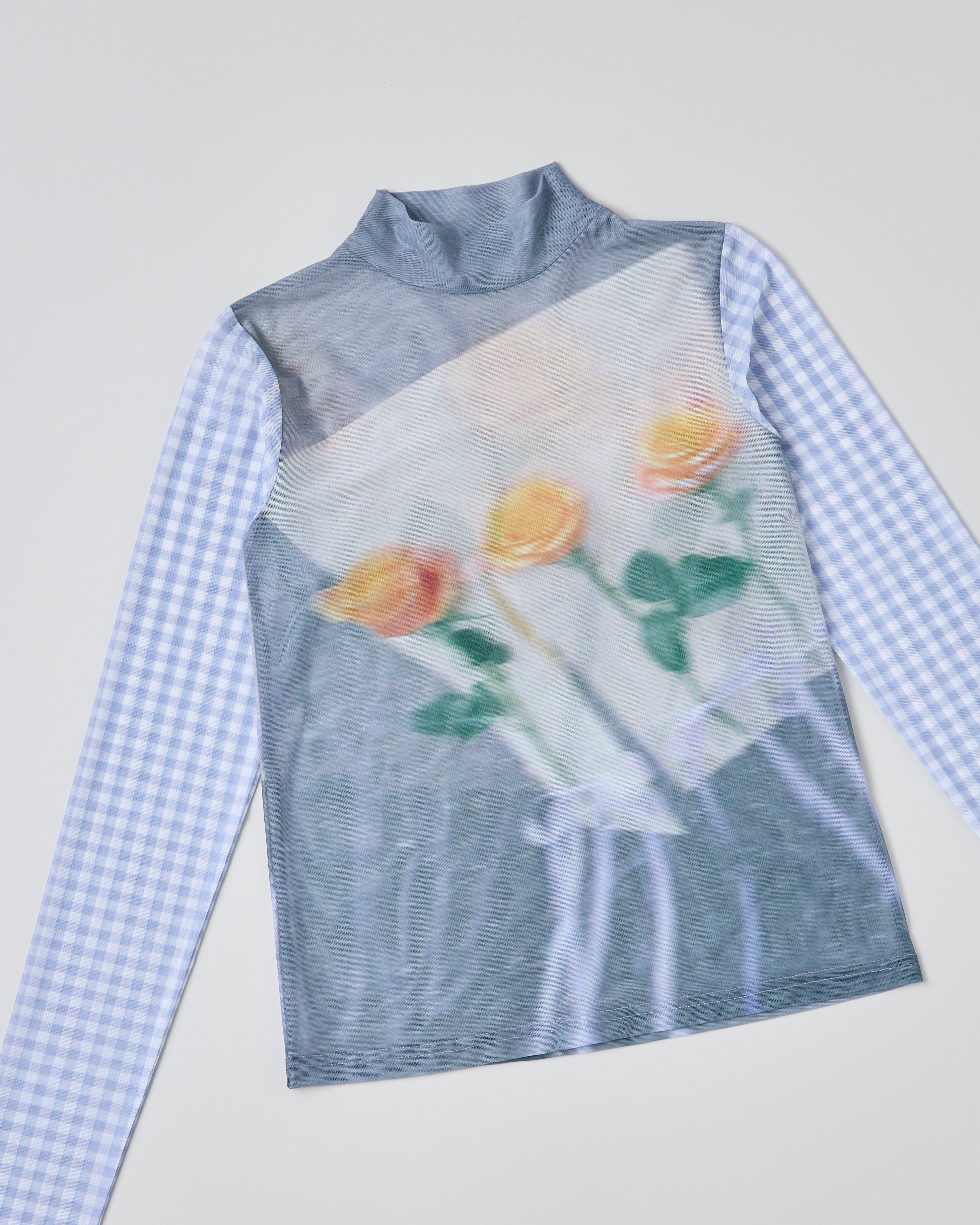 Photo ROSES Blue see-through tops (high neck)