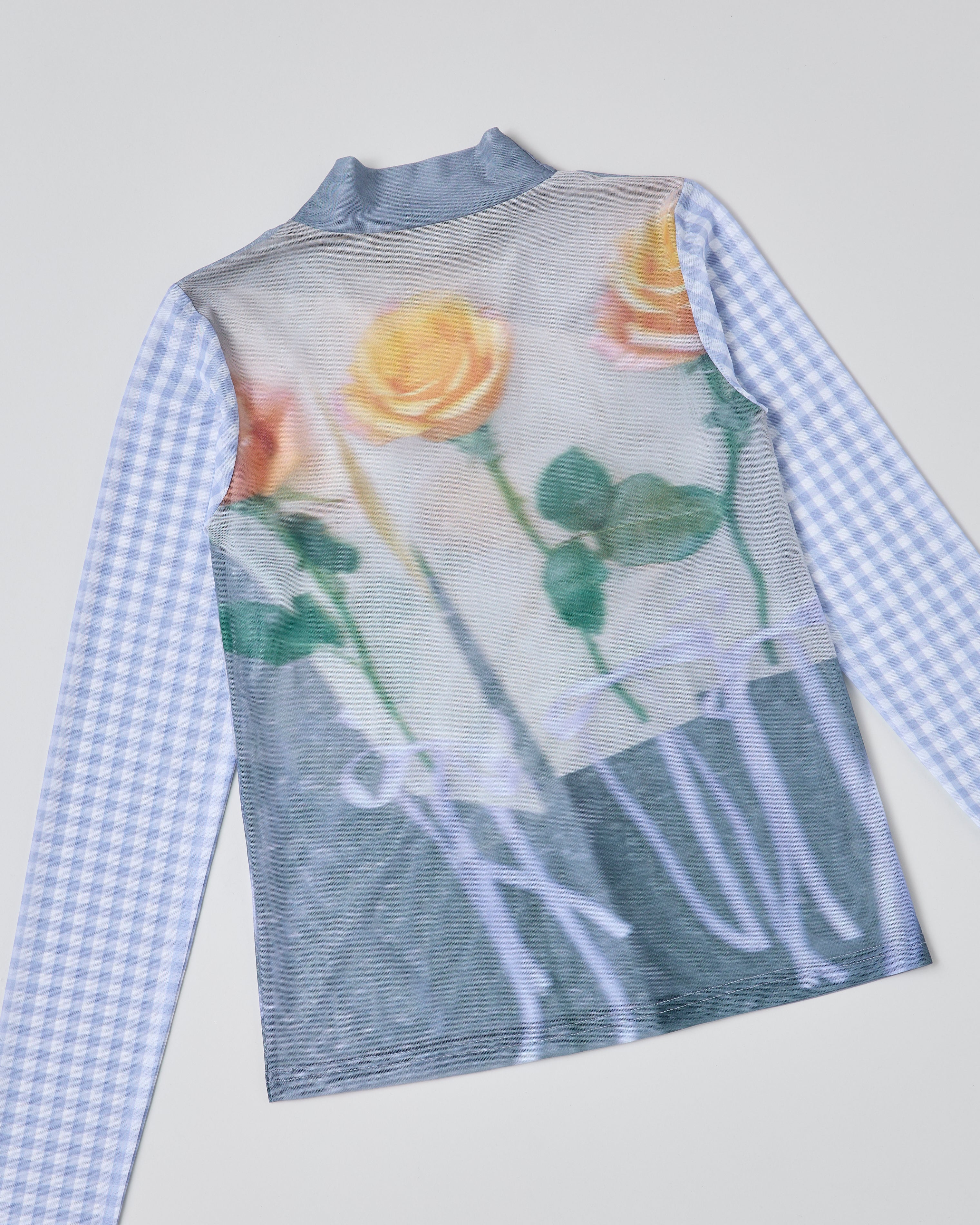 Photo ROSES Blue see-through tops (high neck)