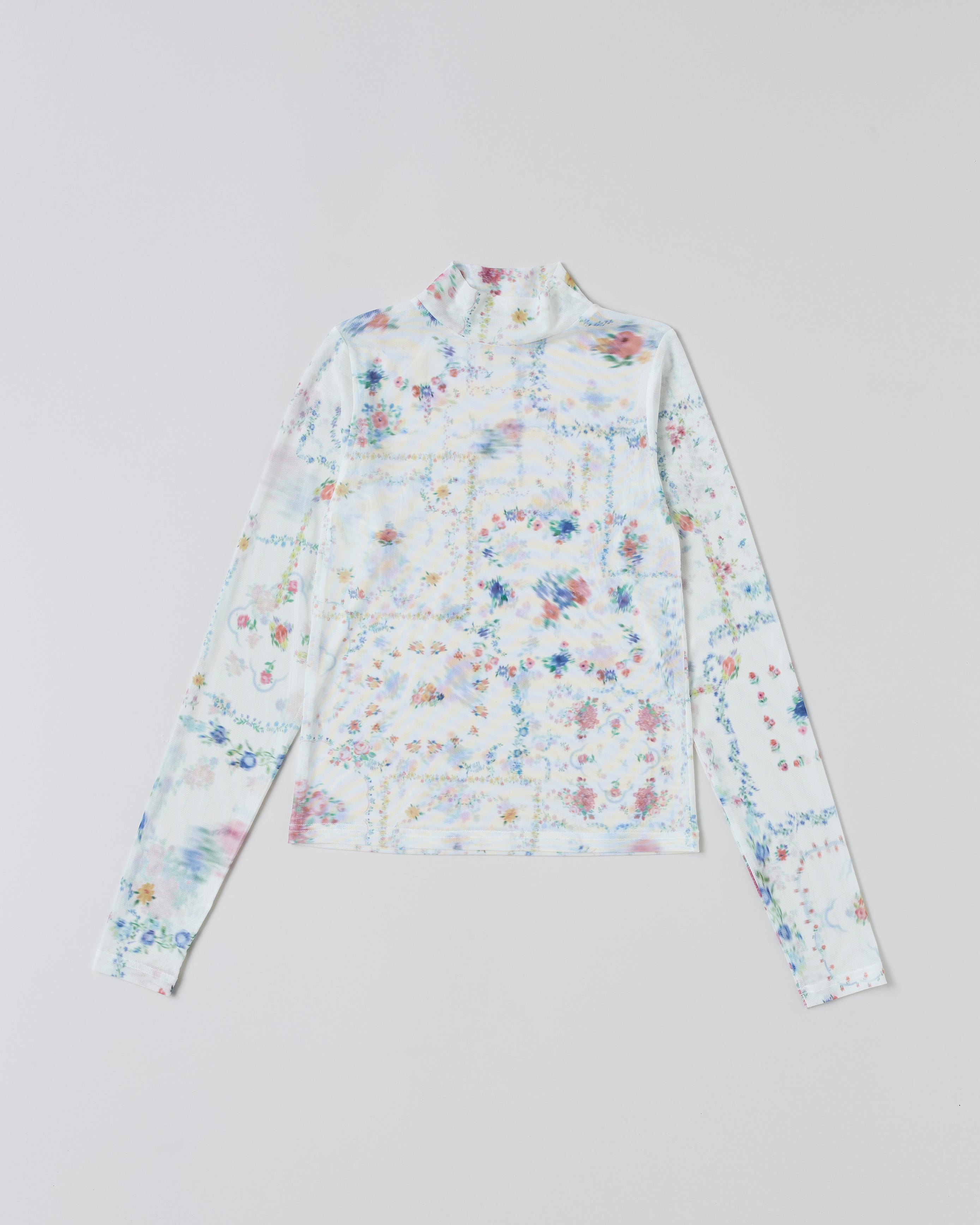 Scarf pattern see-through tops (high neck)