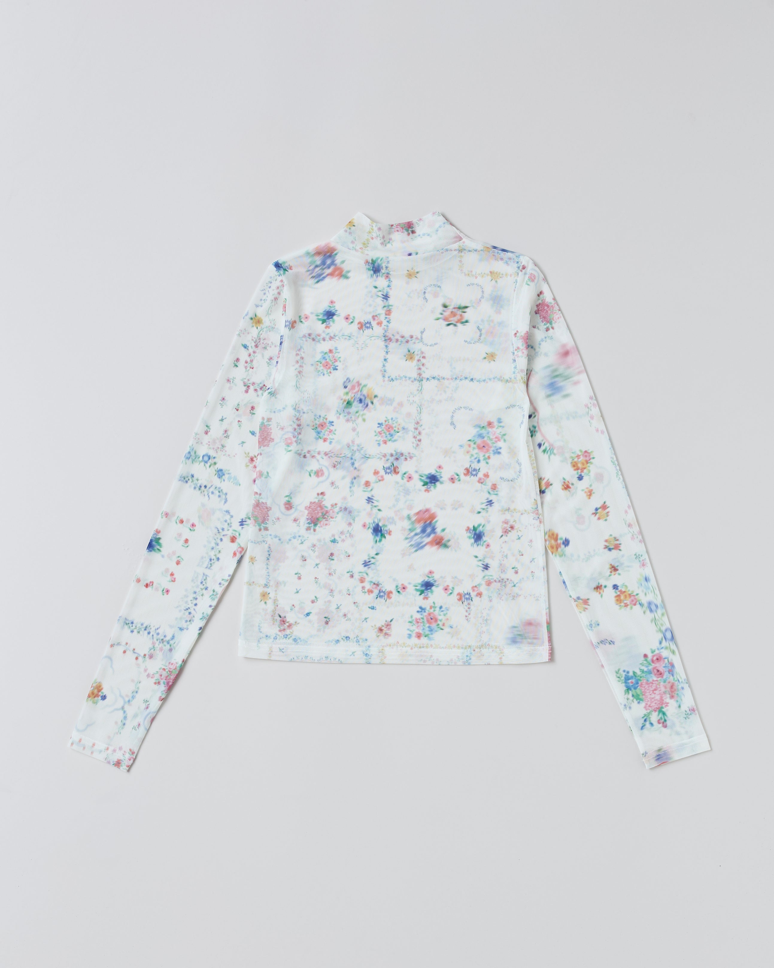 Scarf pattern see-through tops (high neck)