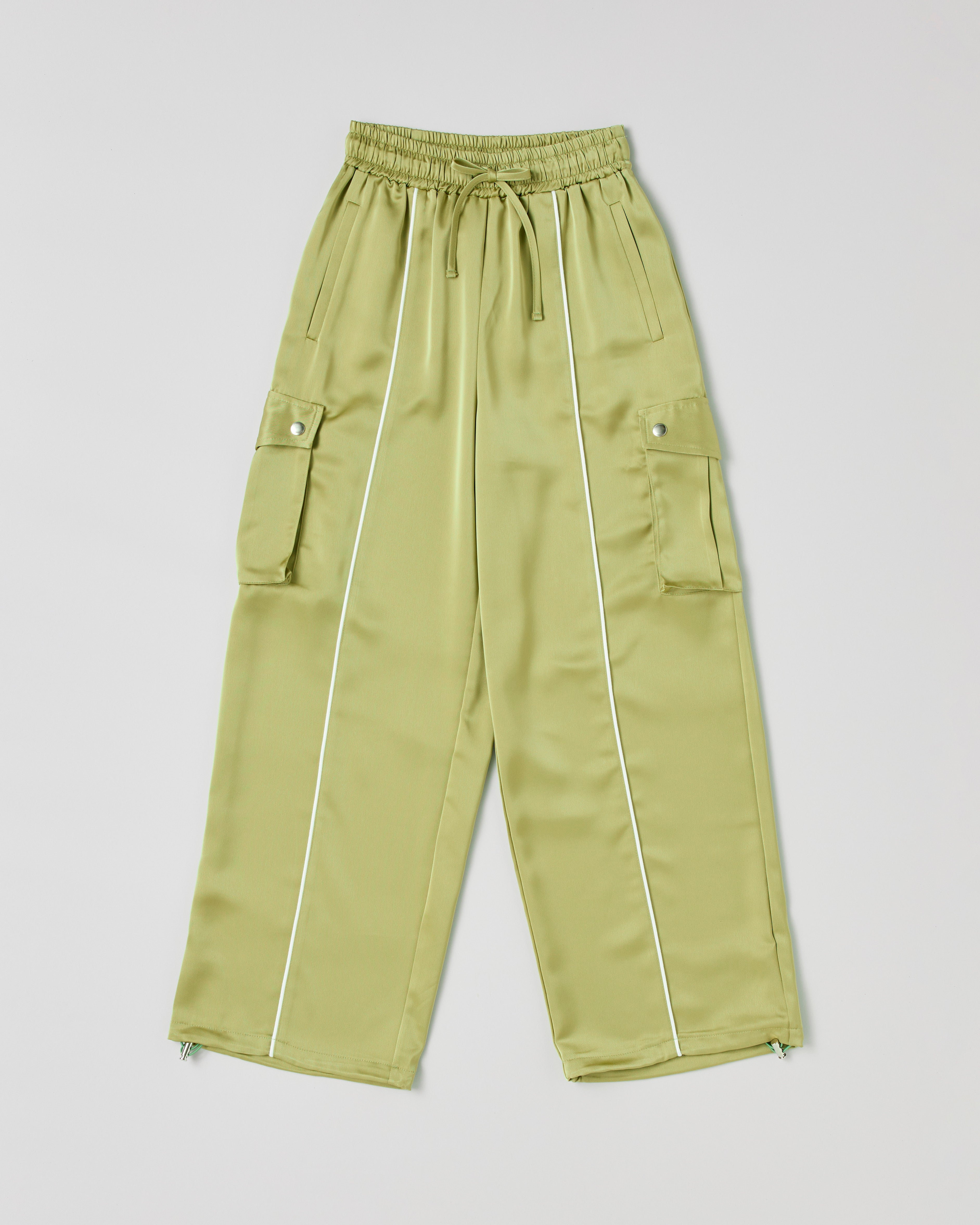 Satin cargo pants (green)