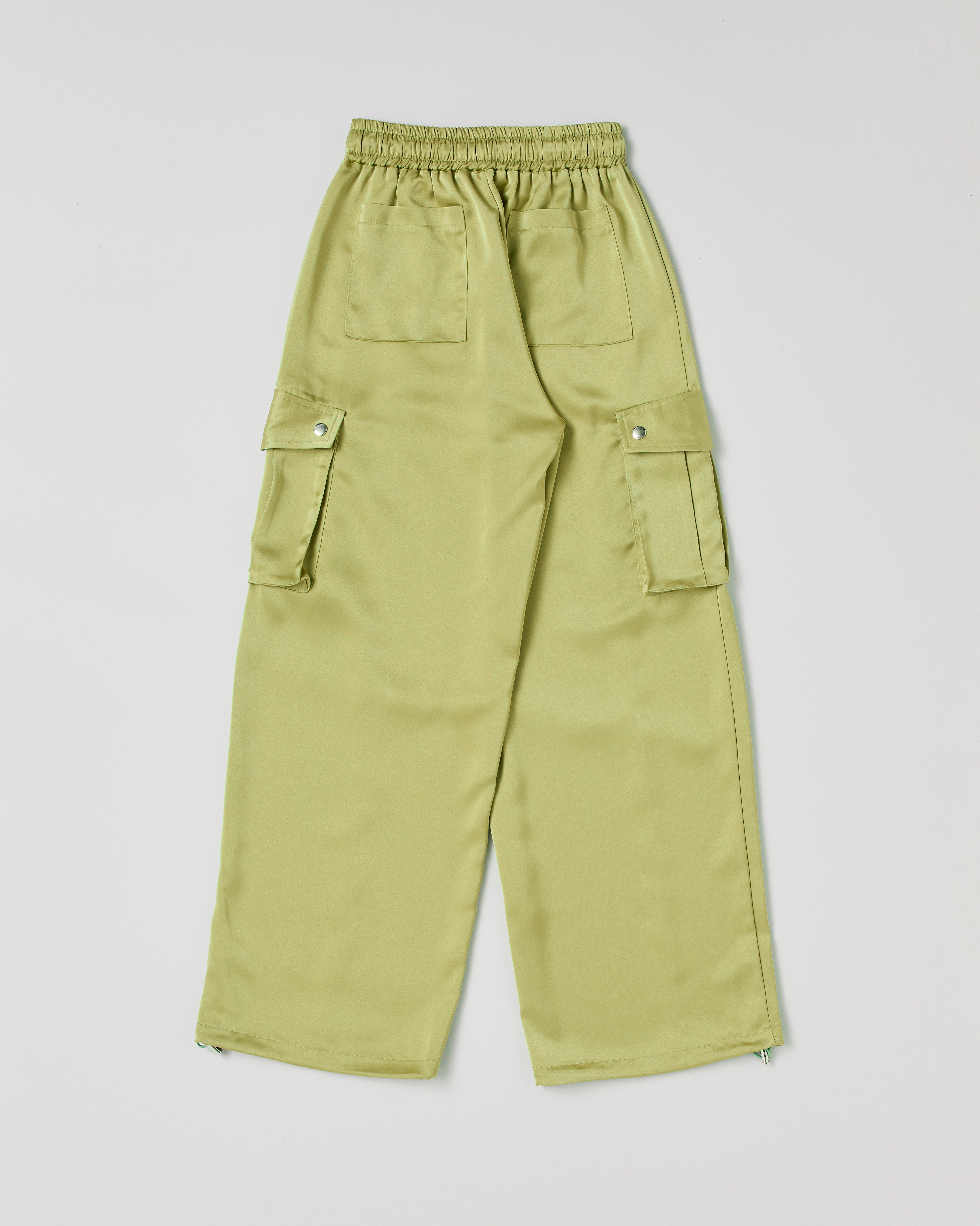Satin cargo pants (green)
