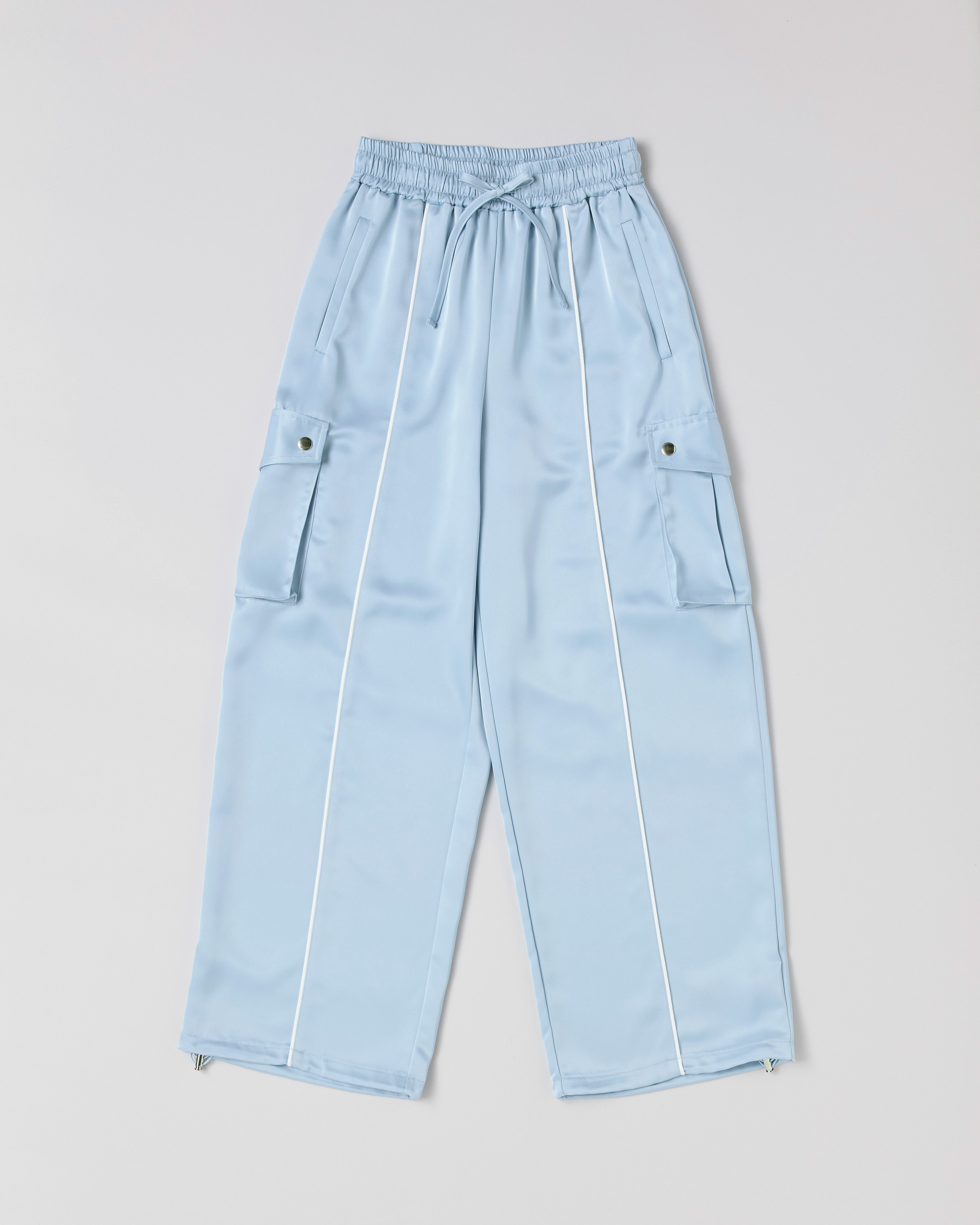 Satin cargo pants (sky blue)