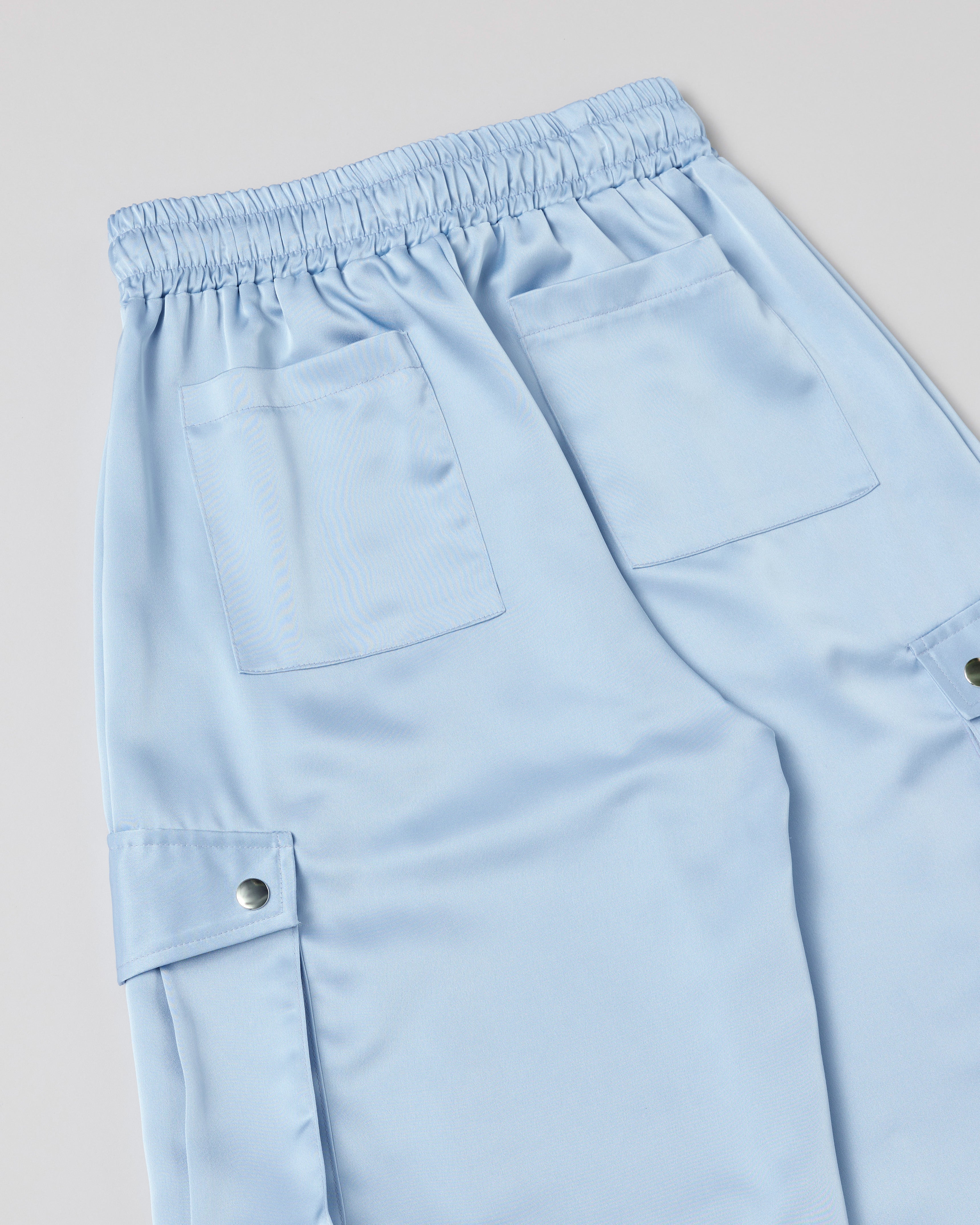 Satin cargo pants (sky blue)