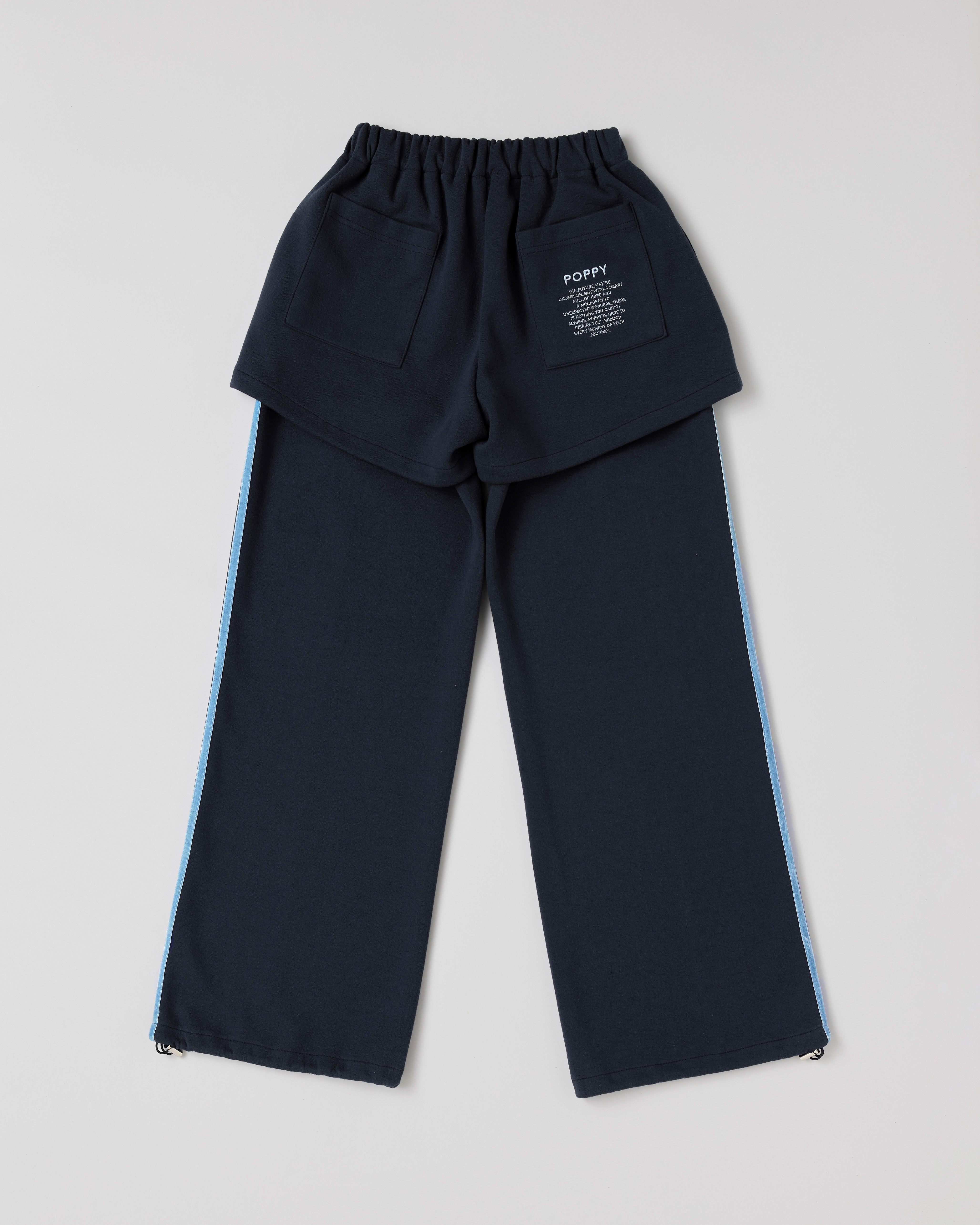 Layered-like bonding pants (navy)