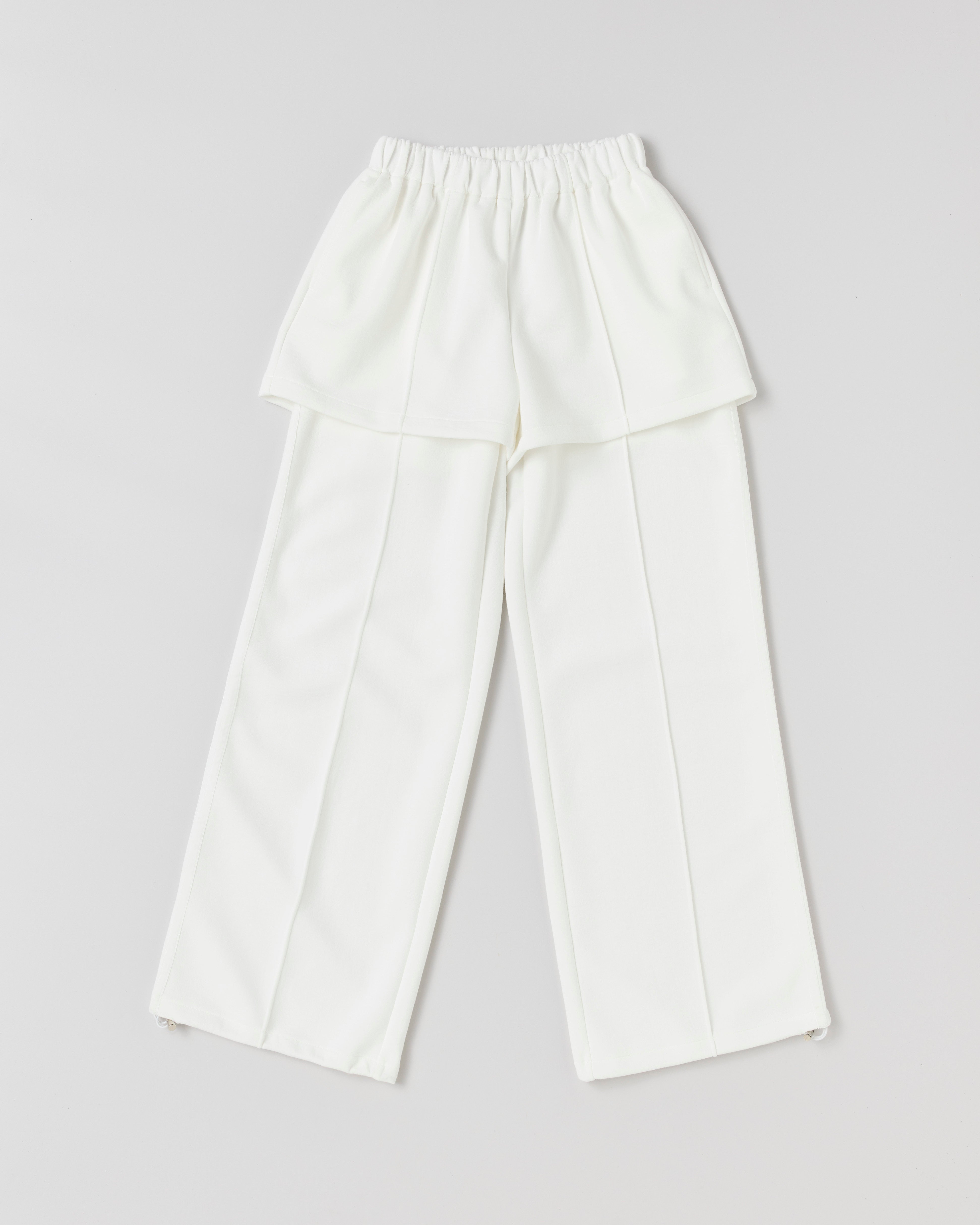 Layered-like bonding pants (white)