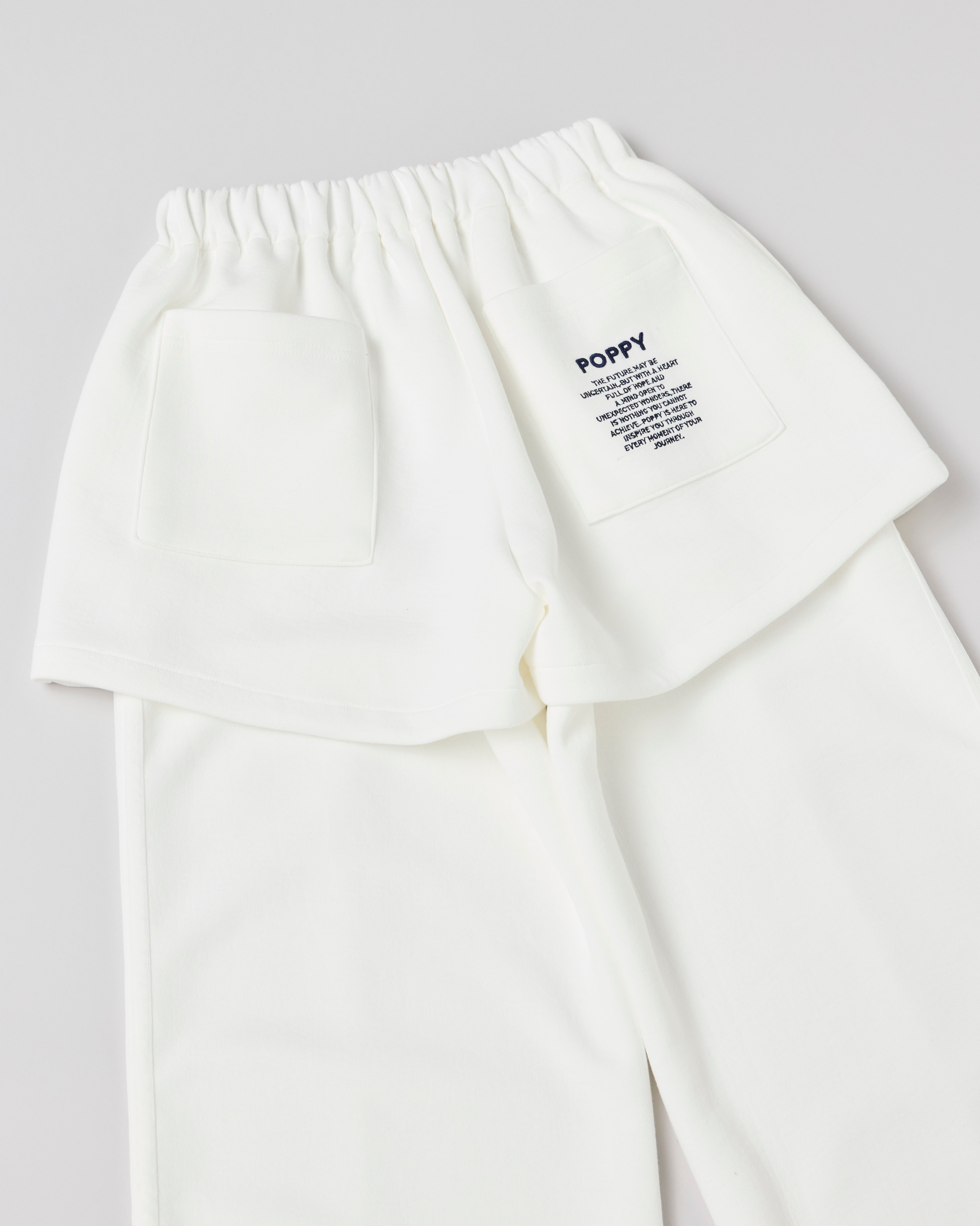 Layered-like bonding pants (white)