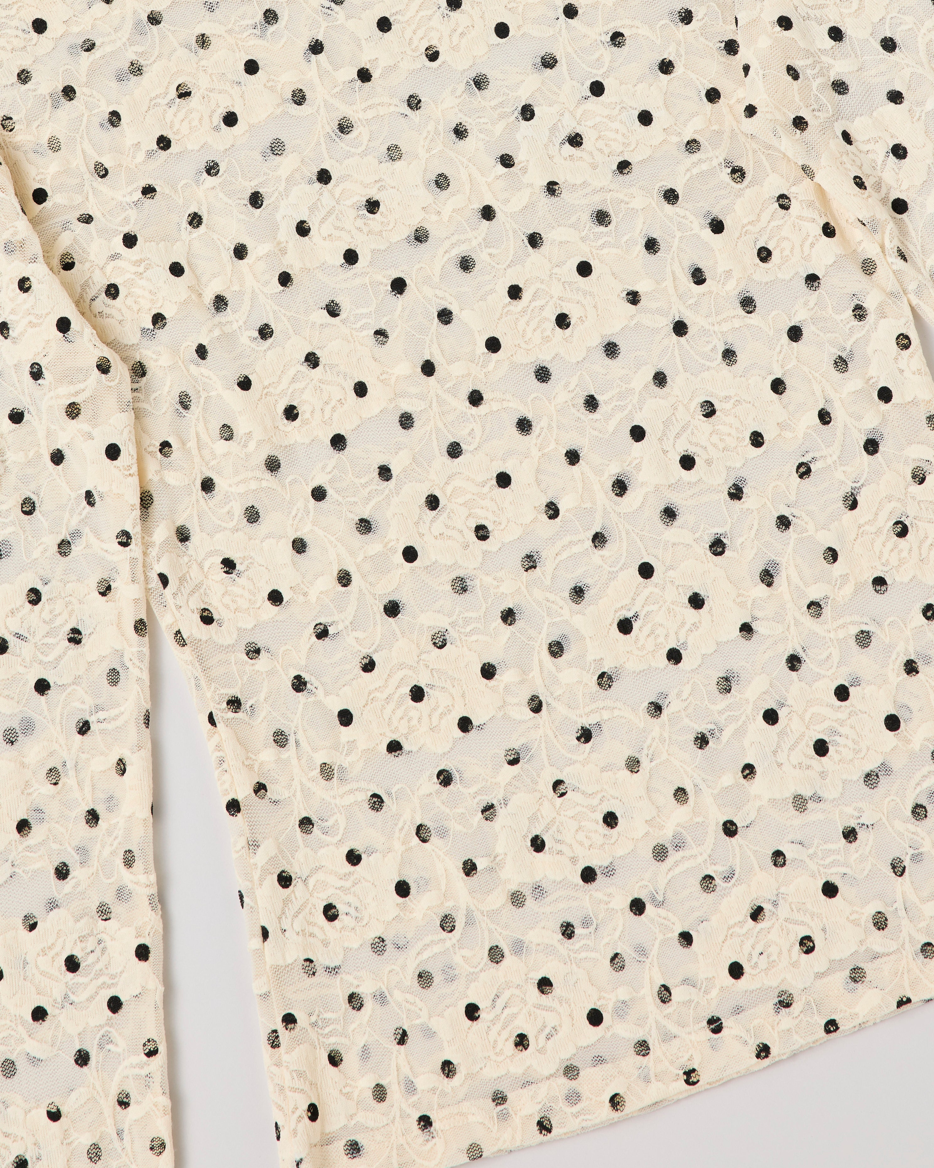 Dot lace see-through top (round neck)