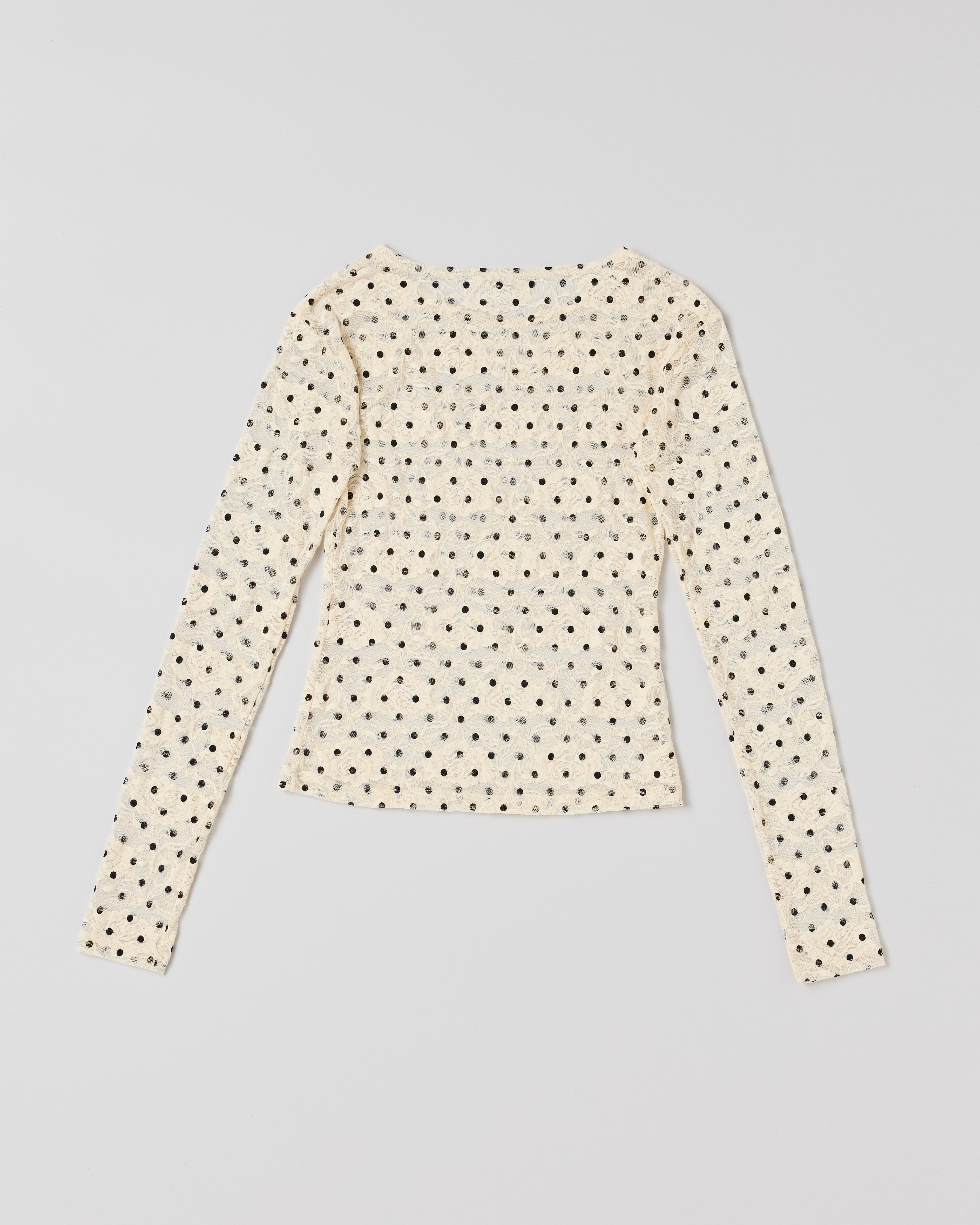 Dot lace see-through top (round neck)