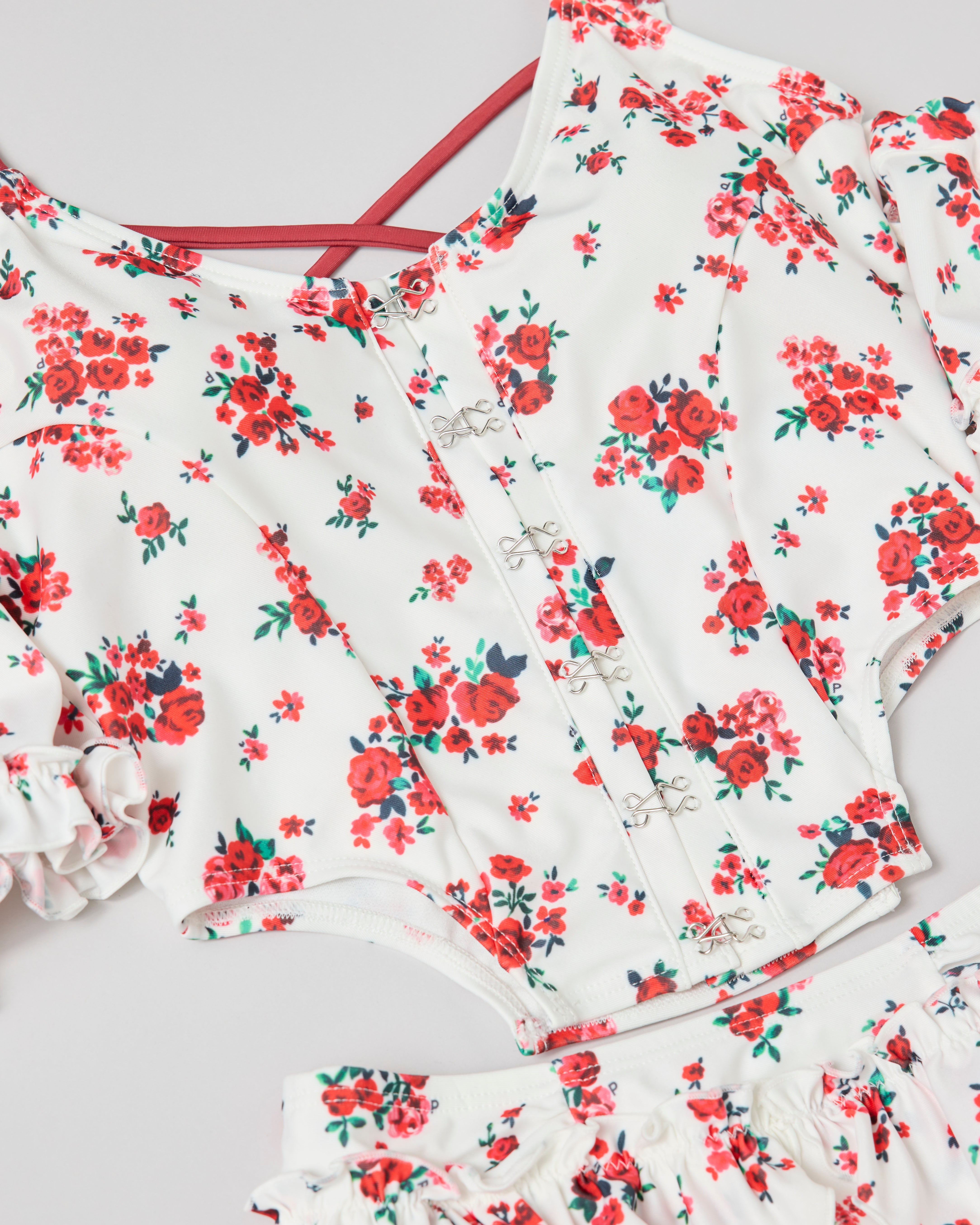 Red bouquet ribbon bikini