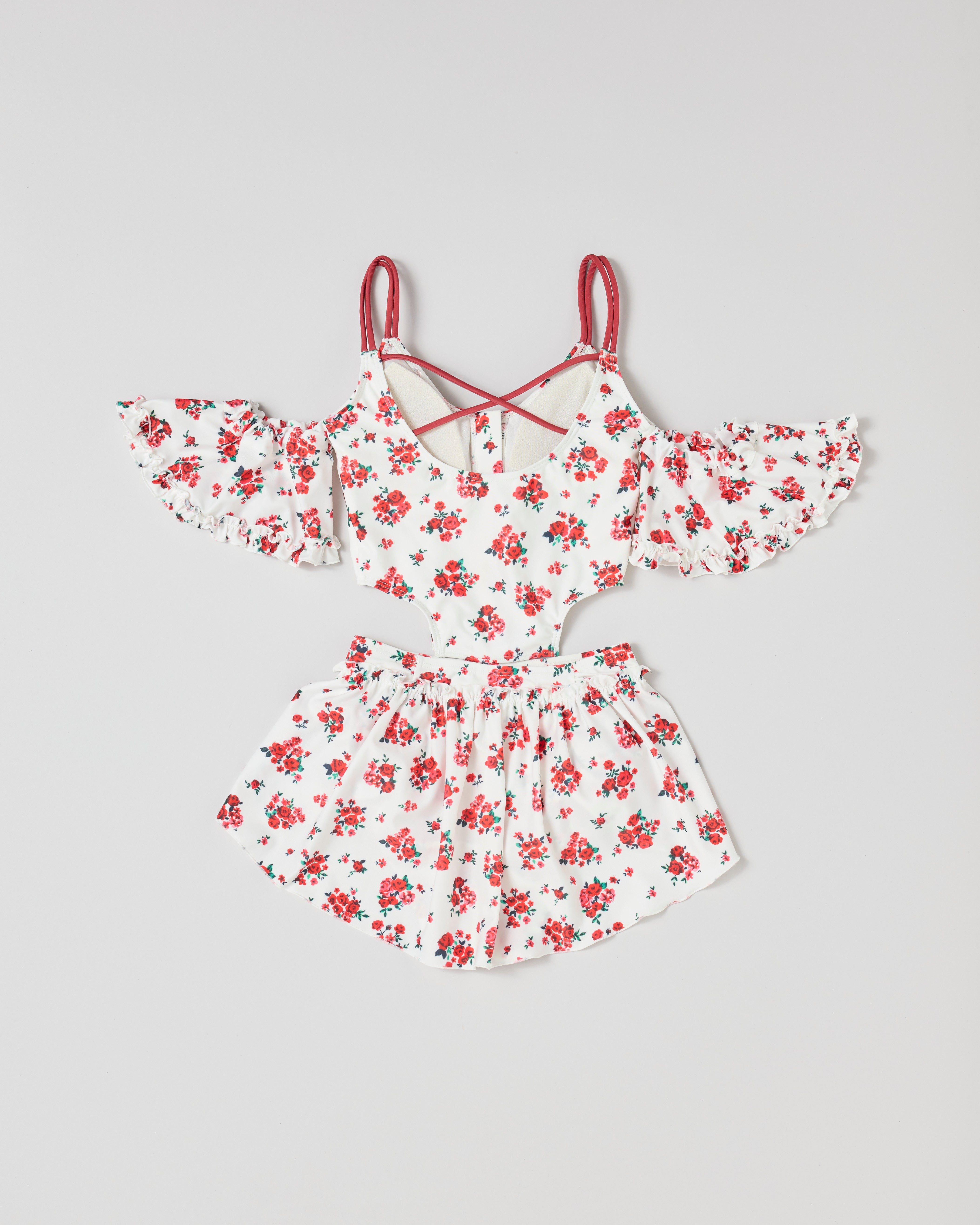 Red bouquet ribbon bikini