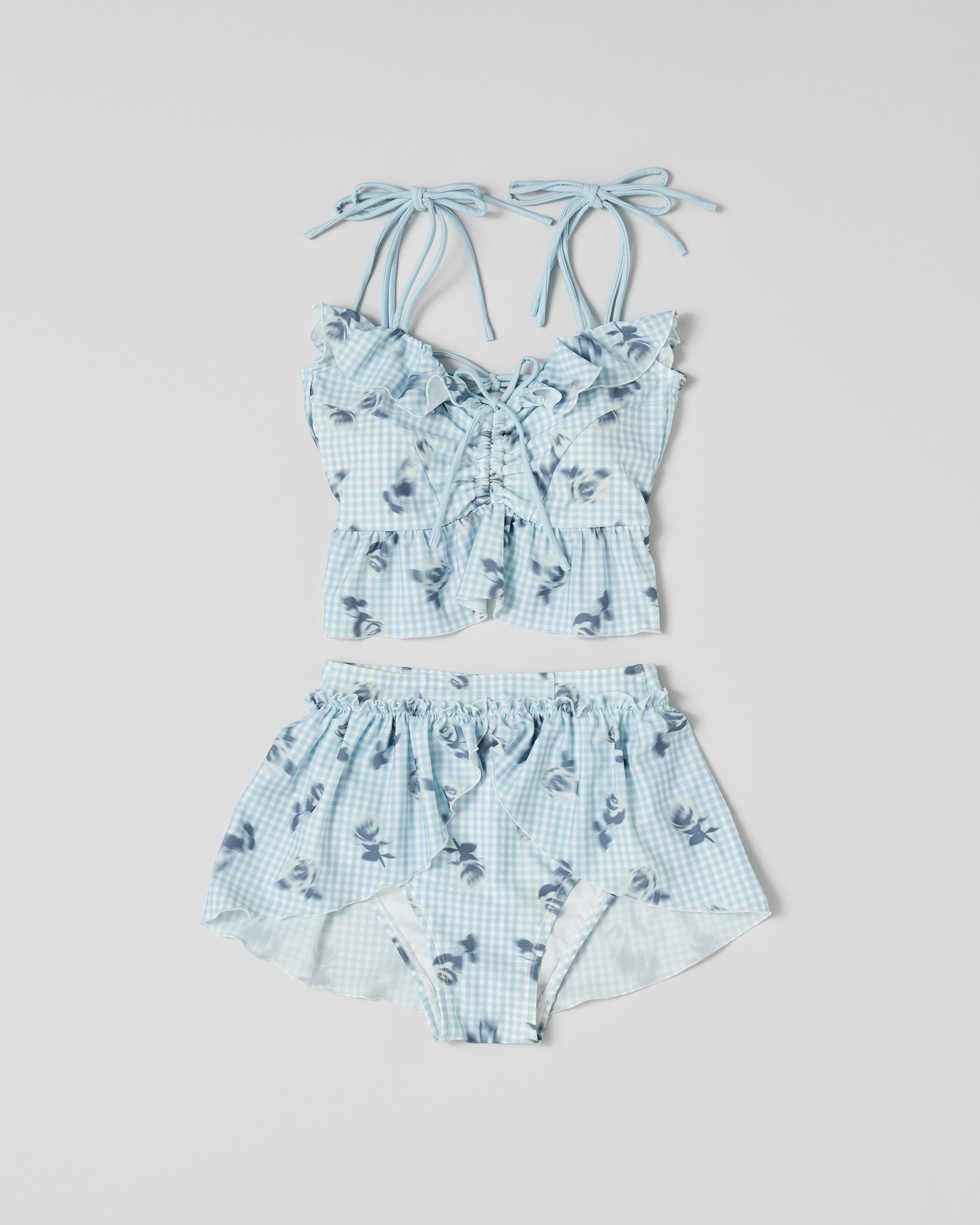 Gingham rose cami bikini