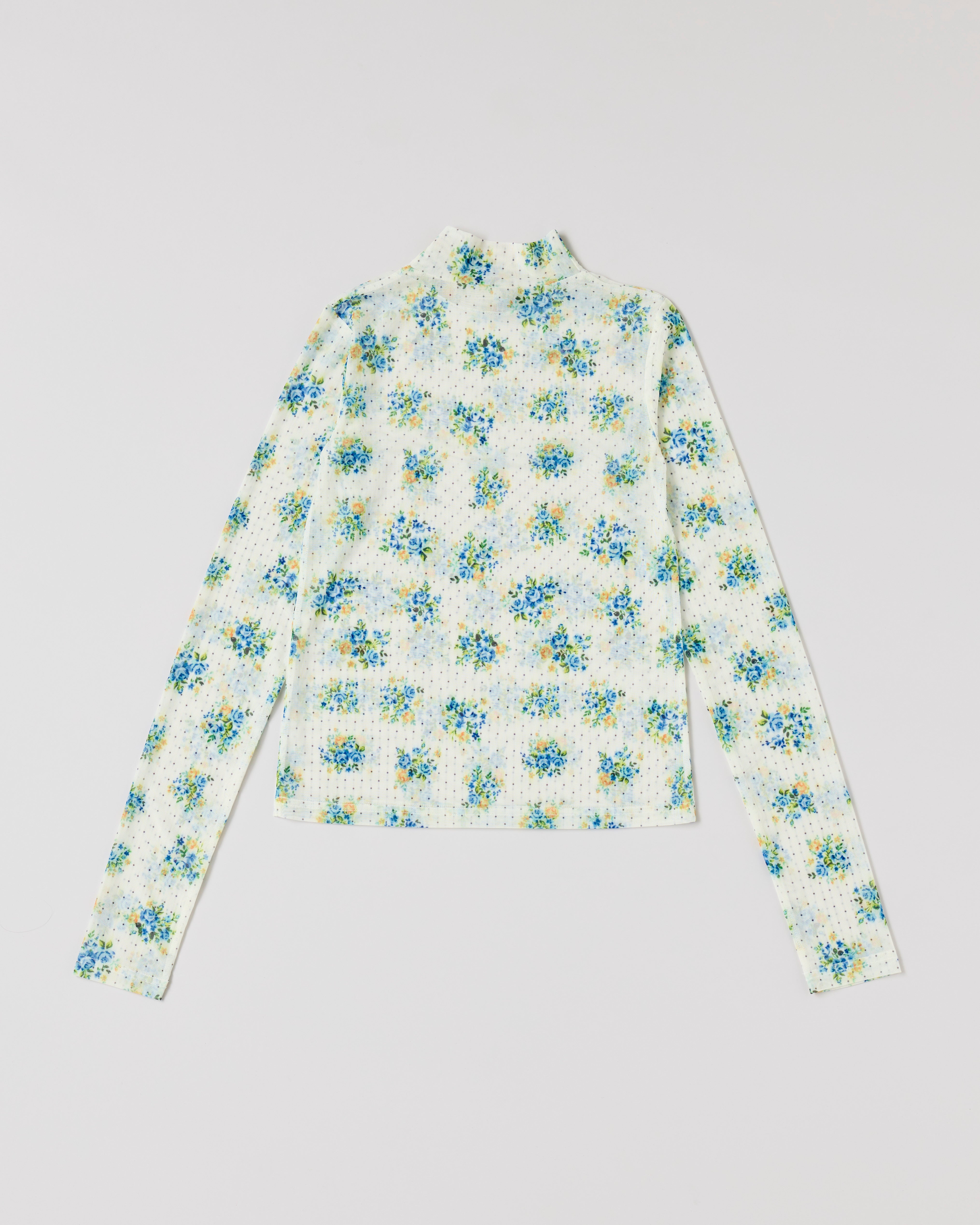 Romantic flower dot see-through tops (high neck)