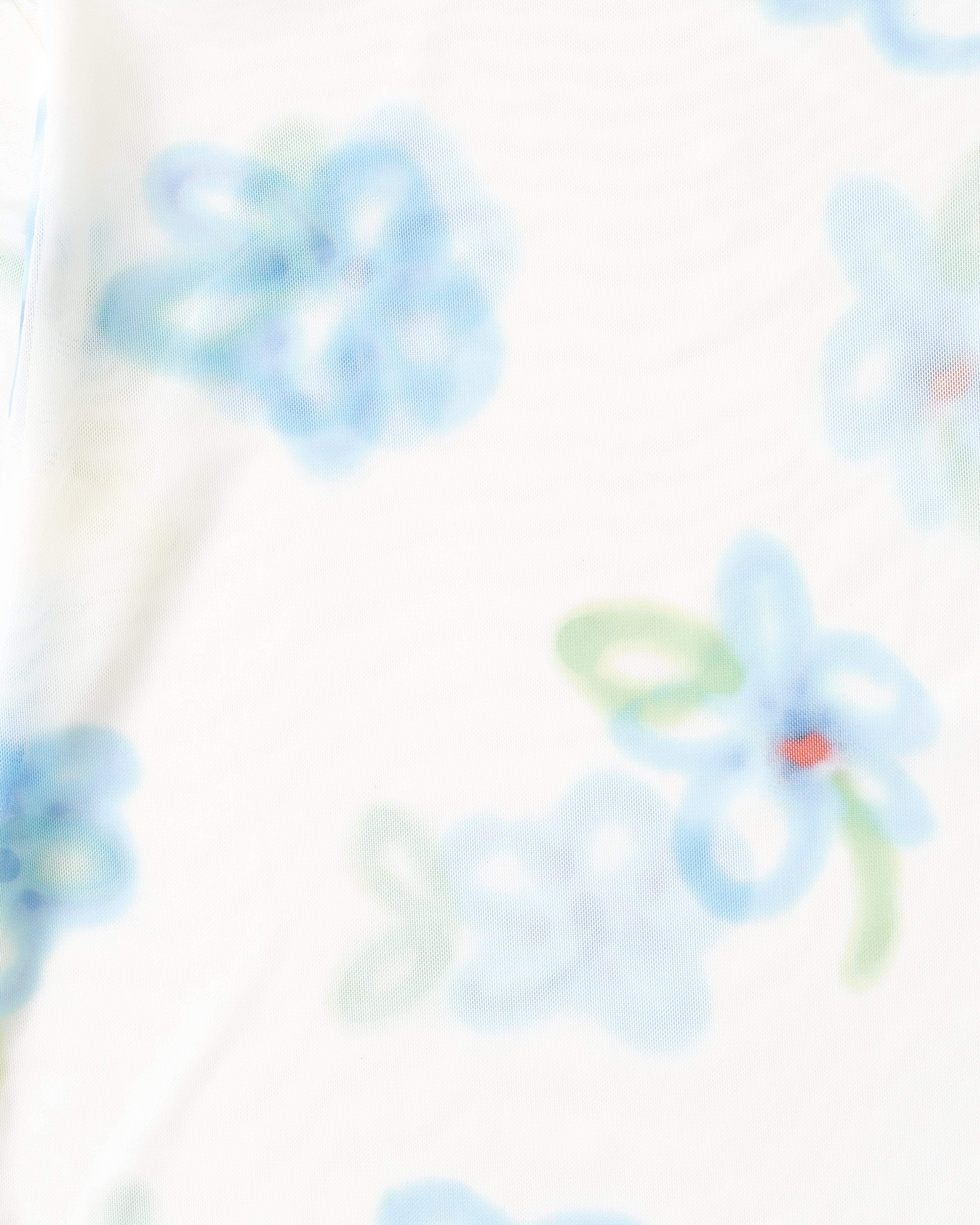 Blue spray flower see-through tops (round neck)
