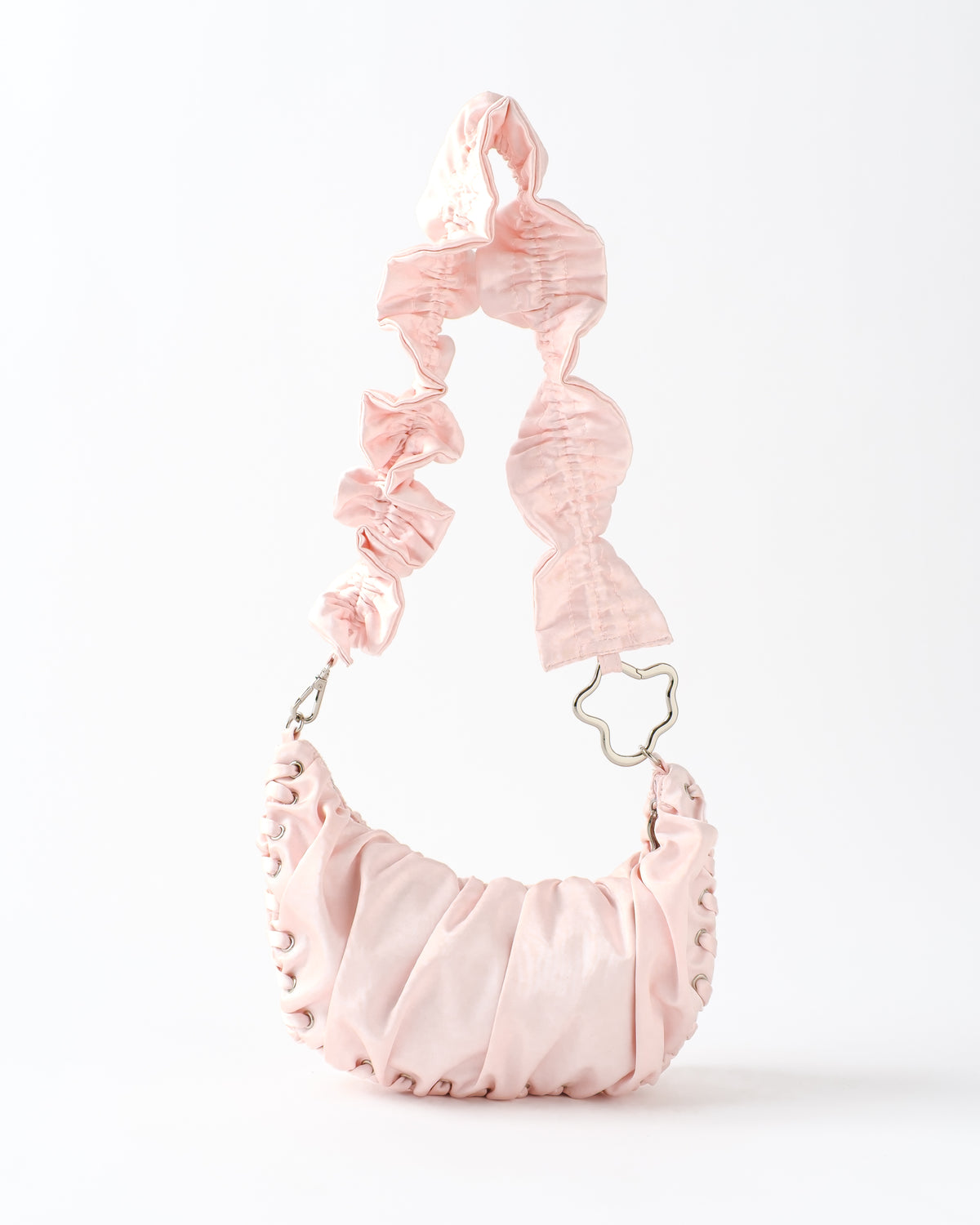 Half-moon gathered bag (pink)