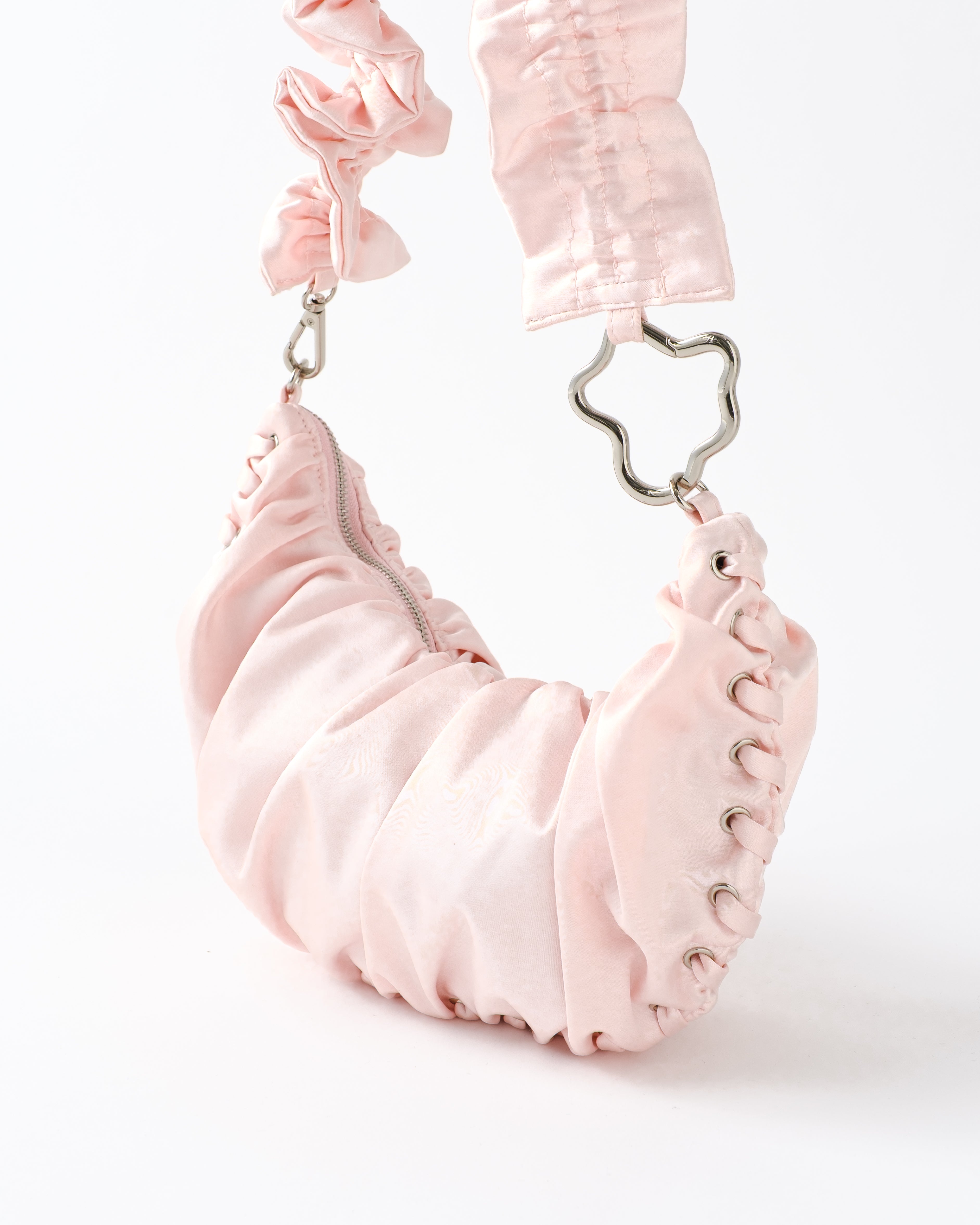 Half-moon gathered bag (pink)