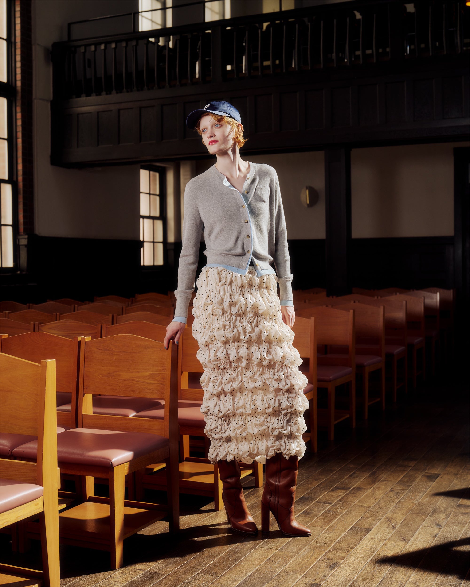 Layered design heart cardigan