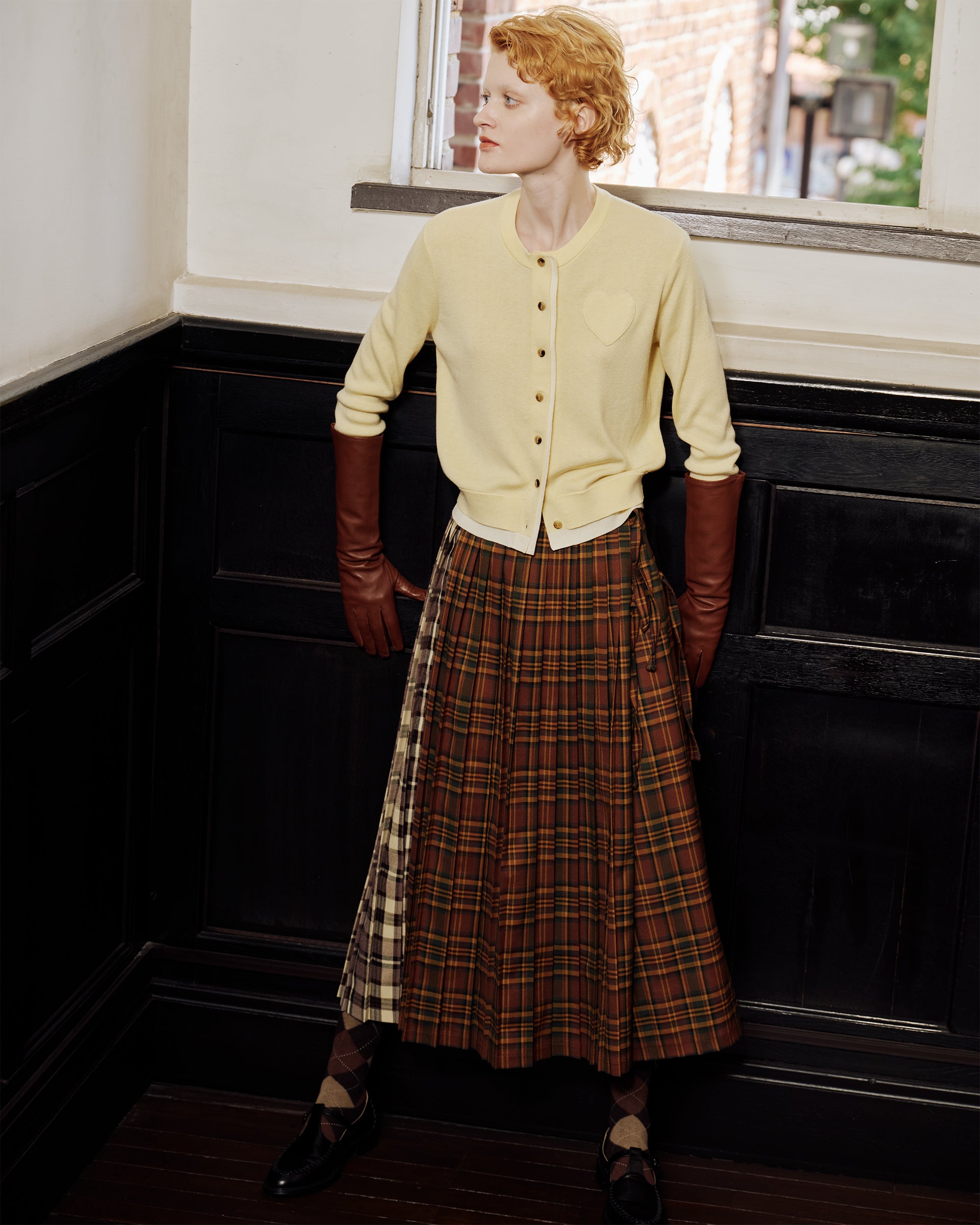 Layered design heart cardigan