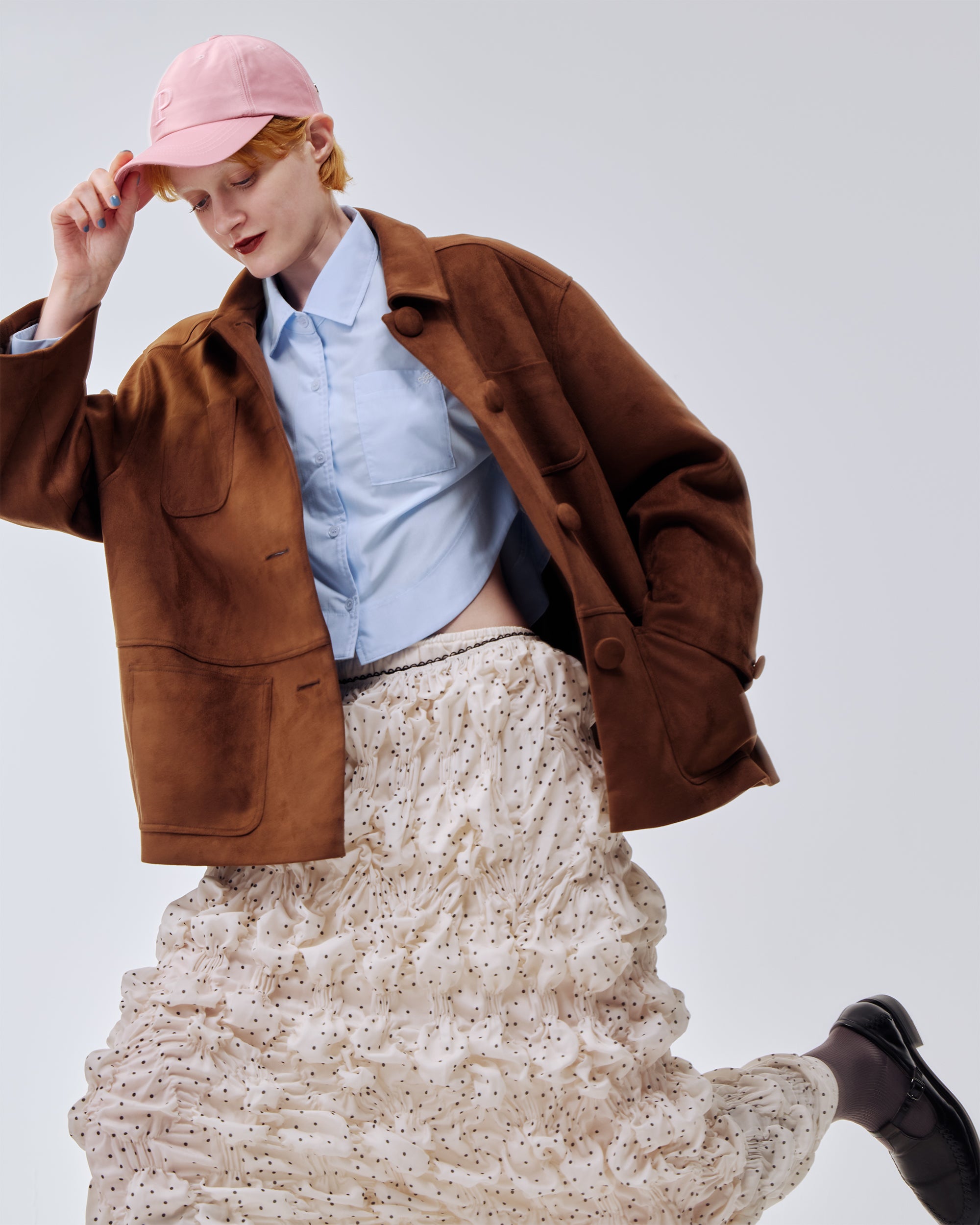 Suede-like cocoon jacket